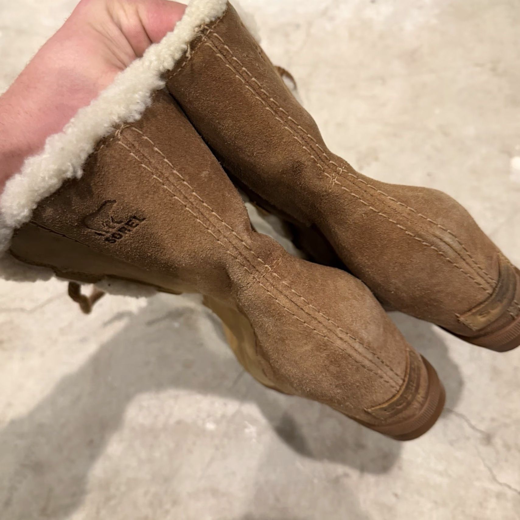 SOREL Sorel Joan Of Arctic Wedge II Shearling Brown Winter Boots US Women Size 8.5 Nubuck Mid-Calf Warm Fur Trim Shearling Rubber Heel Wedge Casual Size US 9 / IT 39 - 6 Thumbnail