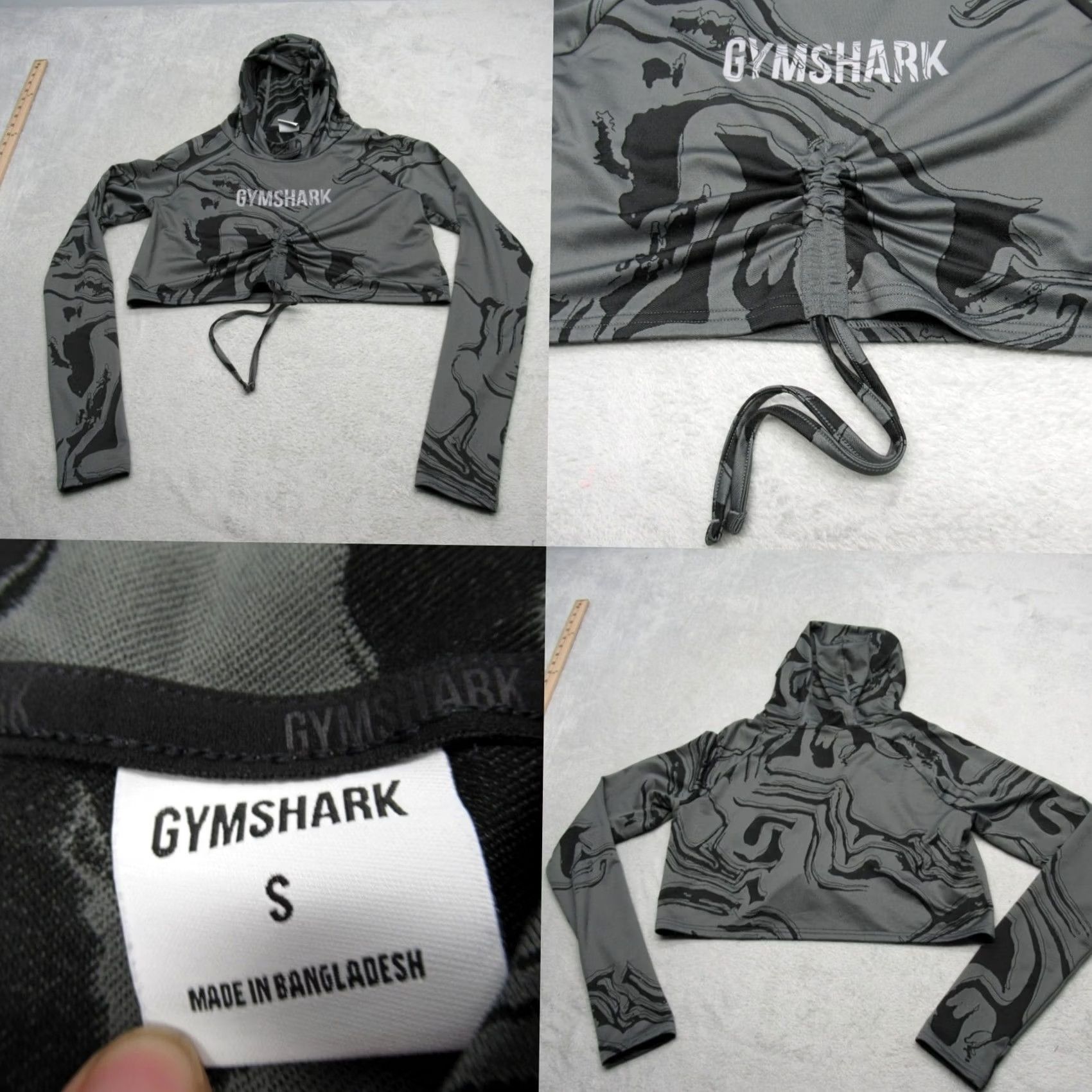 Gymshark Gymshark Cropped Hoodie Womens Small Gray Cinched Hem Pullover Sweatshirt Size S / US 4 / IT 40 - 2 Thumbnail