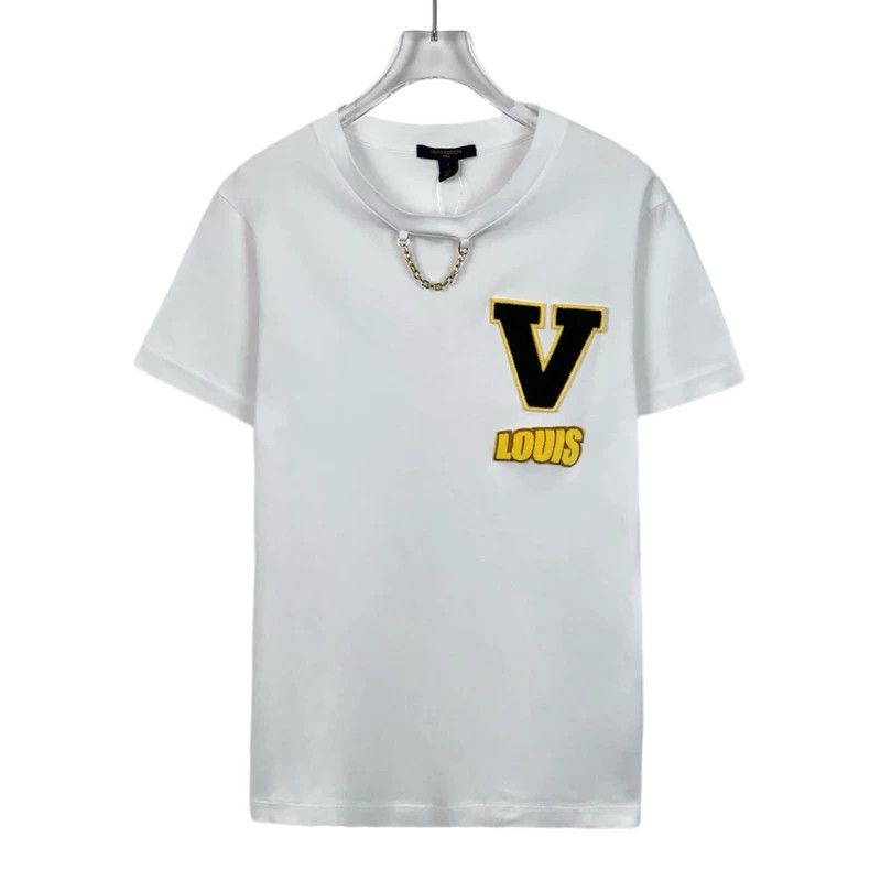 Louis Vuitton Louis Vuitton 22 white logo embroidered cotton crew neck s Size L / US 10 / IT 46 - 1 Thumbnail