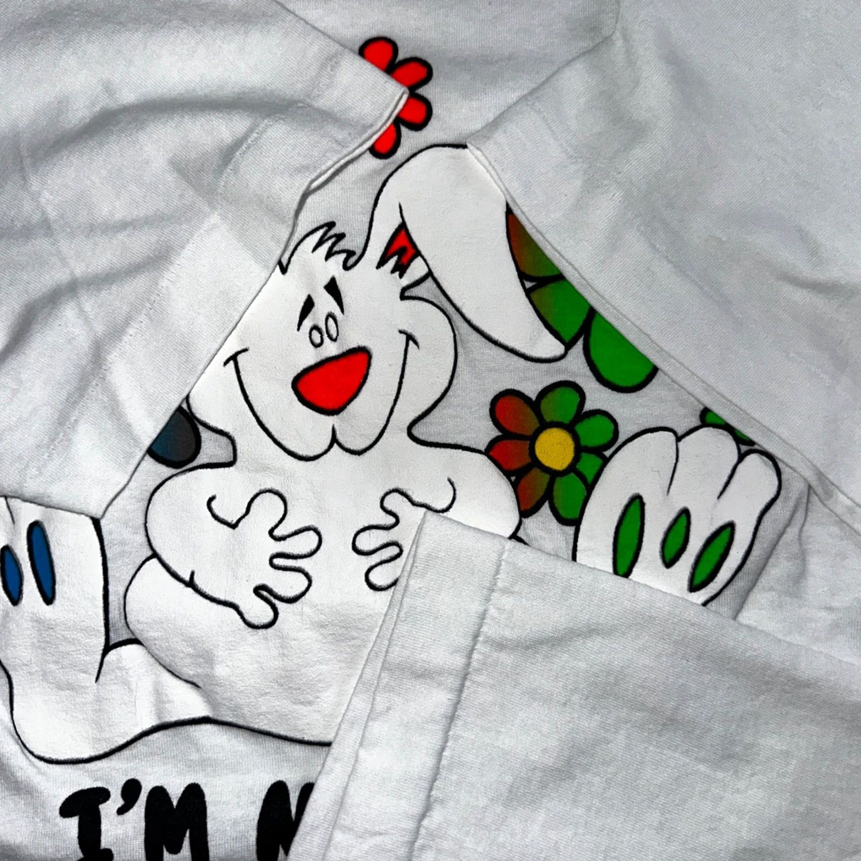 Vintage VINTAGE Screen Stars Bunny Not Fat But Fluffy Funny Graphic T-Shirt Men 2XL White 70s 80s 90s Size US XXL / EU 58 / 5 - 3 Thumbnail