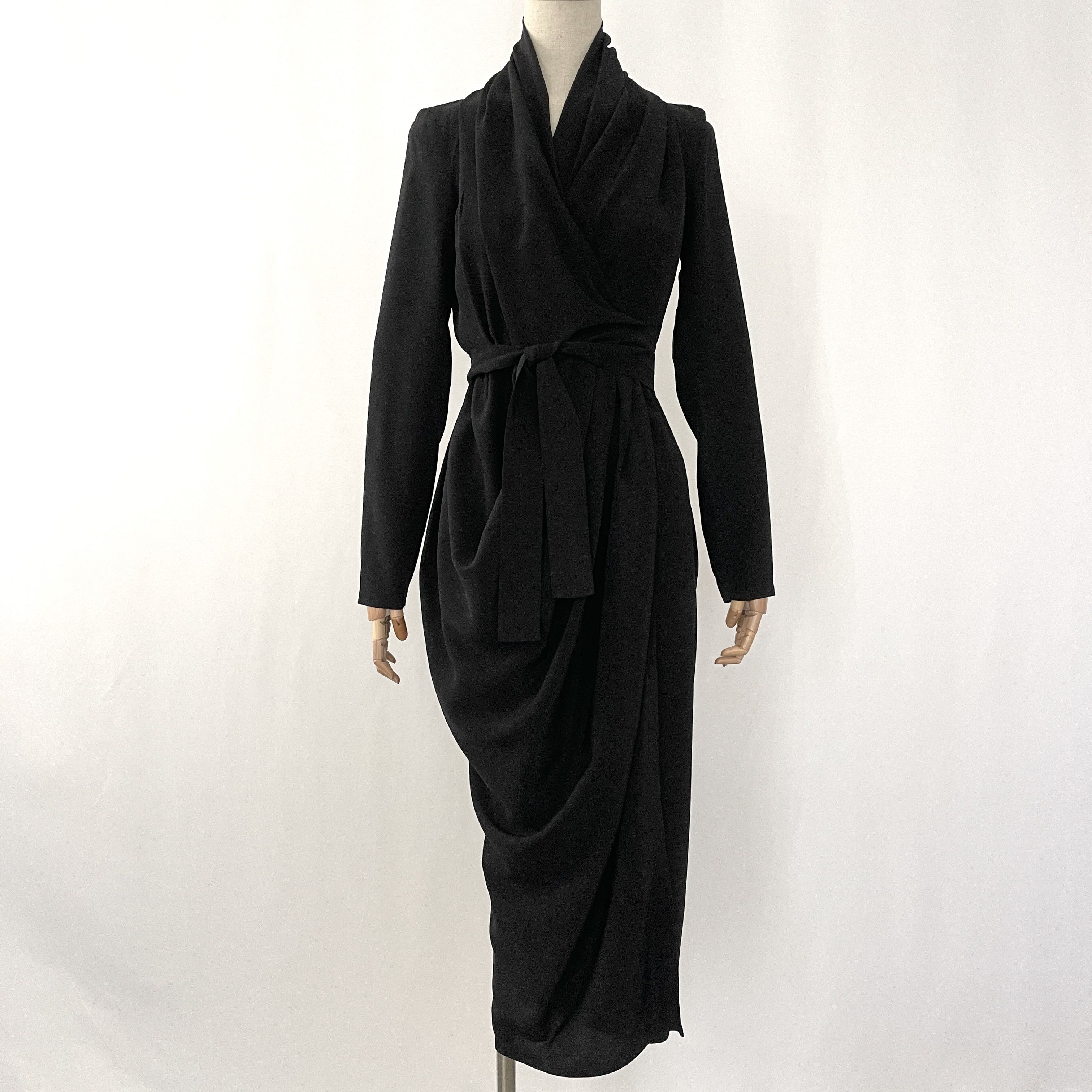 Rick Owens RICK OWENS Archive Sisyphus Black Wrap Silk Dress size 42 |  Grailed