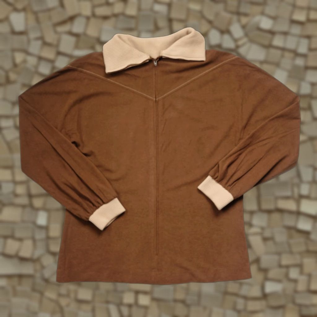 Vintage VINTAGE Fred Rothschild Shirt 70s USA Made ZIP Brown XL Womens SZ 14 21"PIT TO PIT 16" LENGTH 17" SLEEVE Size XL / US 12-14 / IT 48-50 - 1 Thumbnail