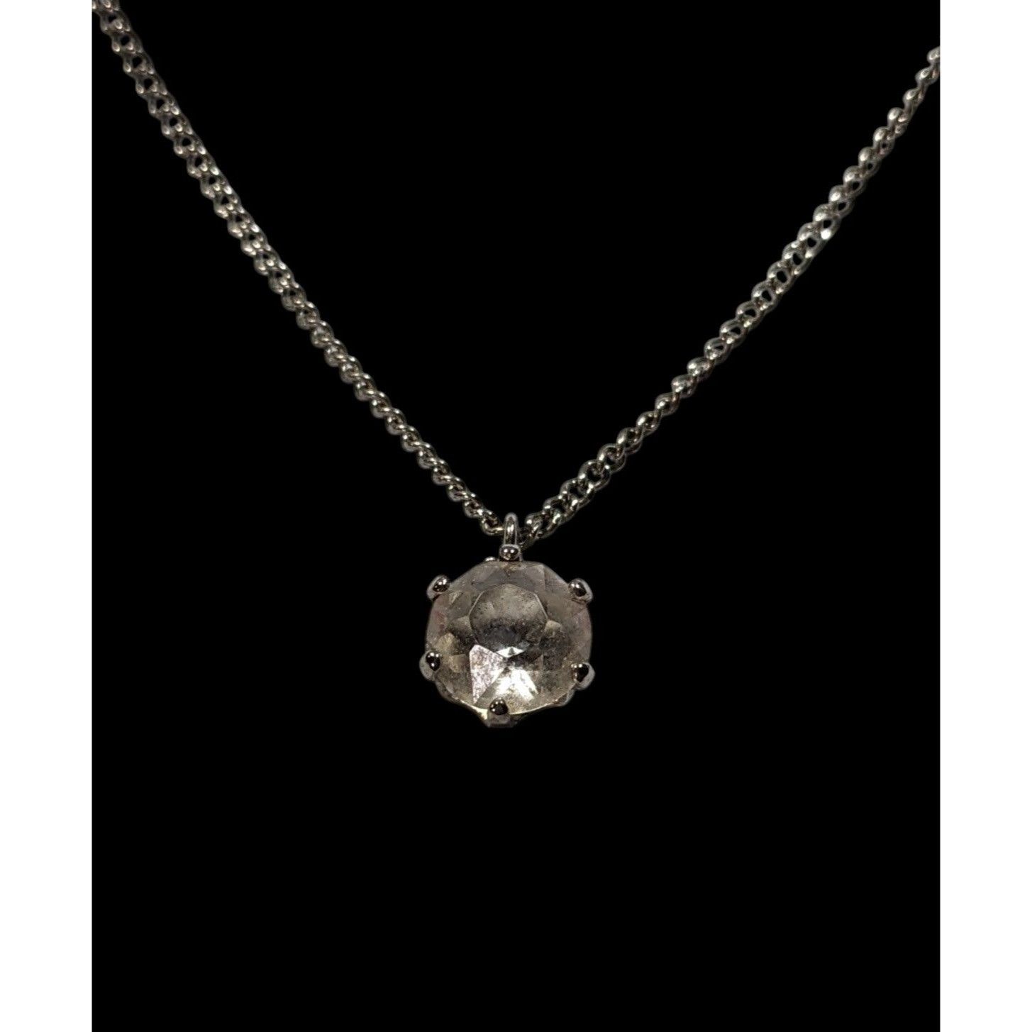 Other Minimalist Clear Gemmed Silver Tone Pendant Necklace Size ONE SIZE - 3 Thumbnail