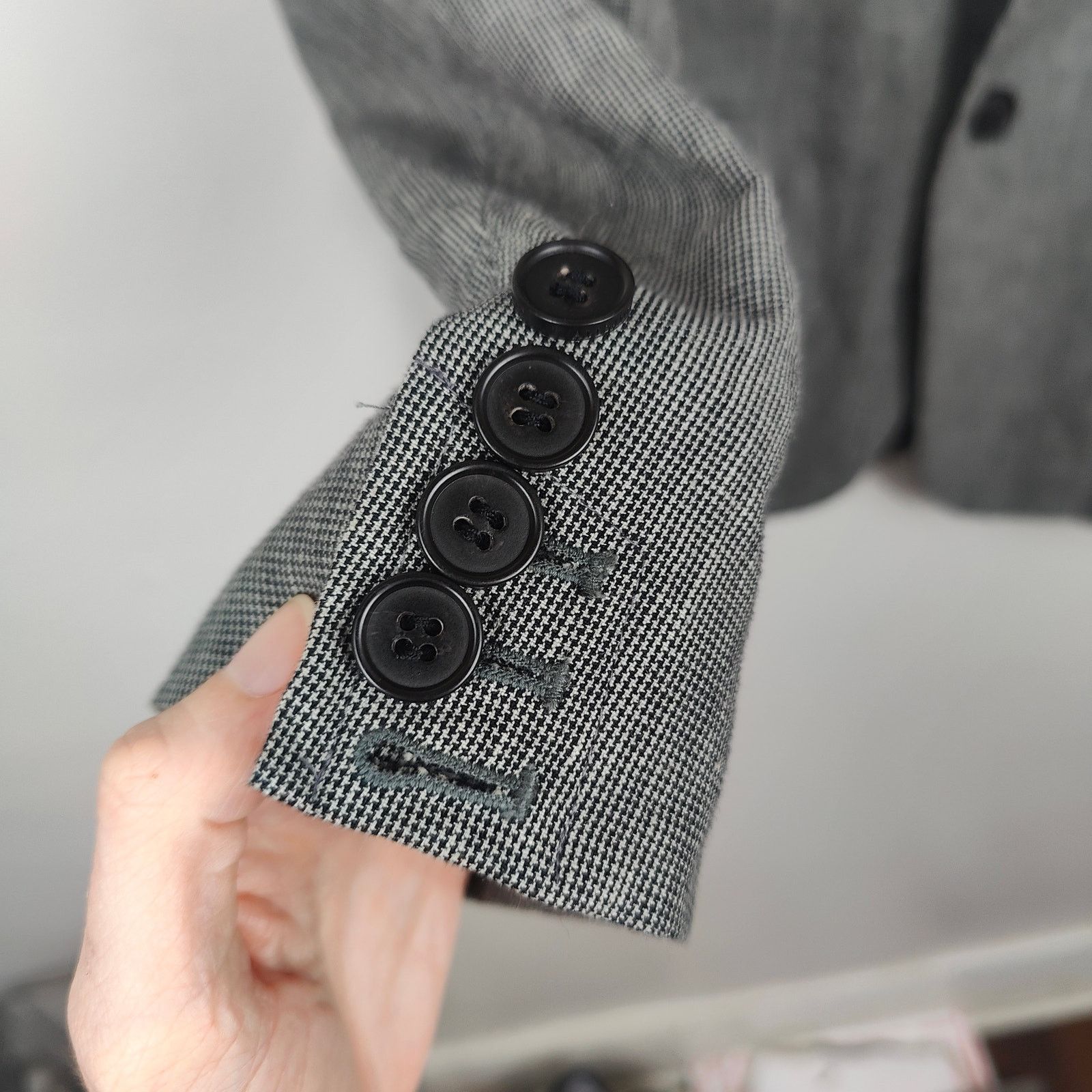 Allsaints AllSaints Chiltern Blazer Men 38 Gray Mini Houndstooth Size 38R - 3 Thumbnail
