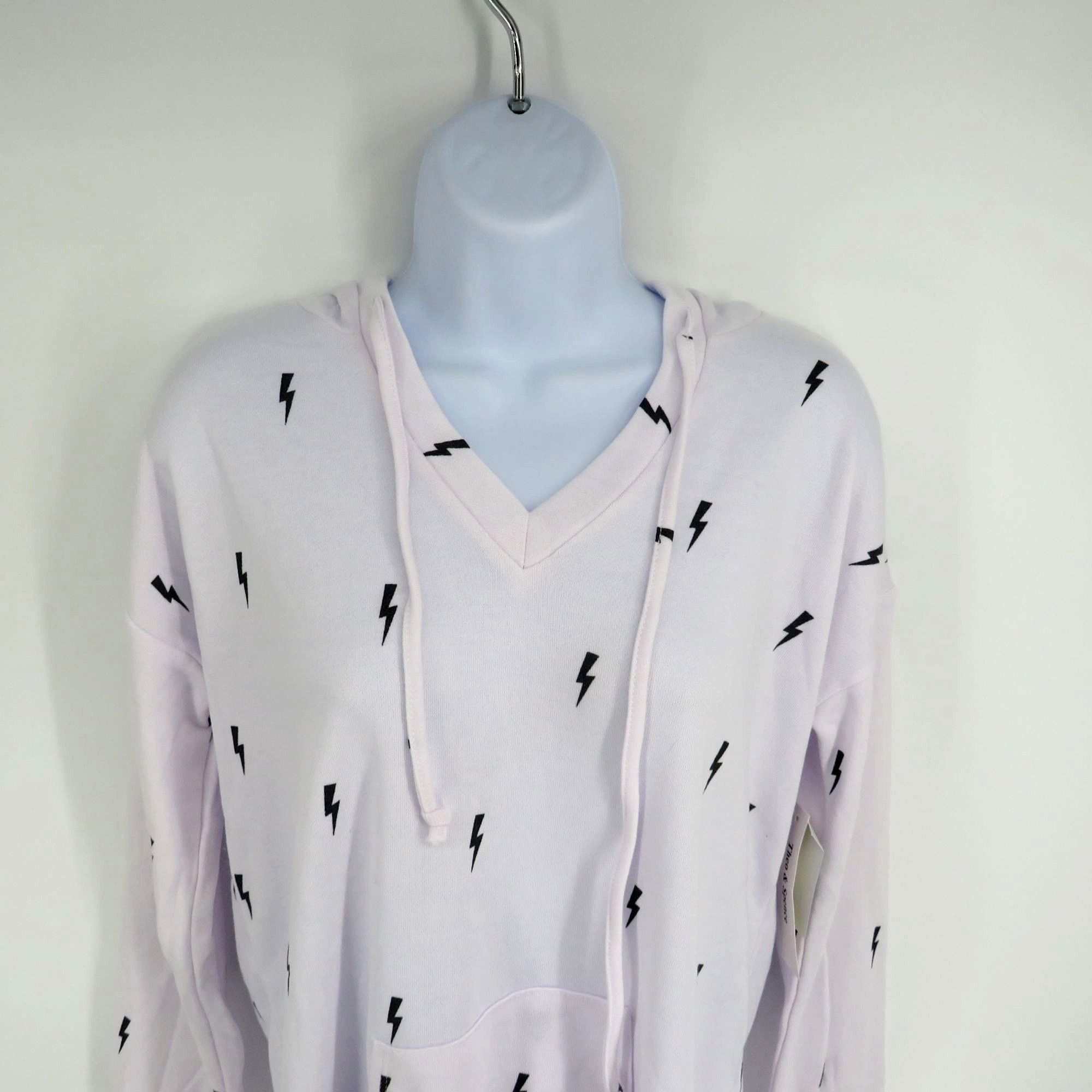 Other Theo & Spence Medium White Hoodie Black Lightning Print NWT Size M / US 6-8 / IT 42-44 - 3 Thumbnail