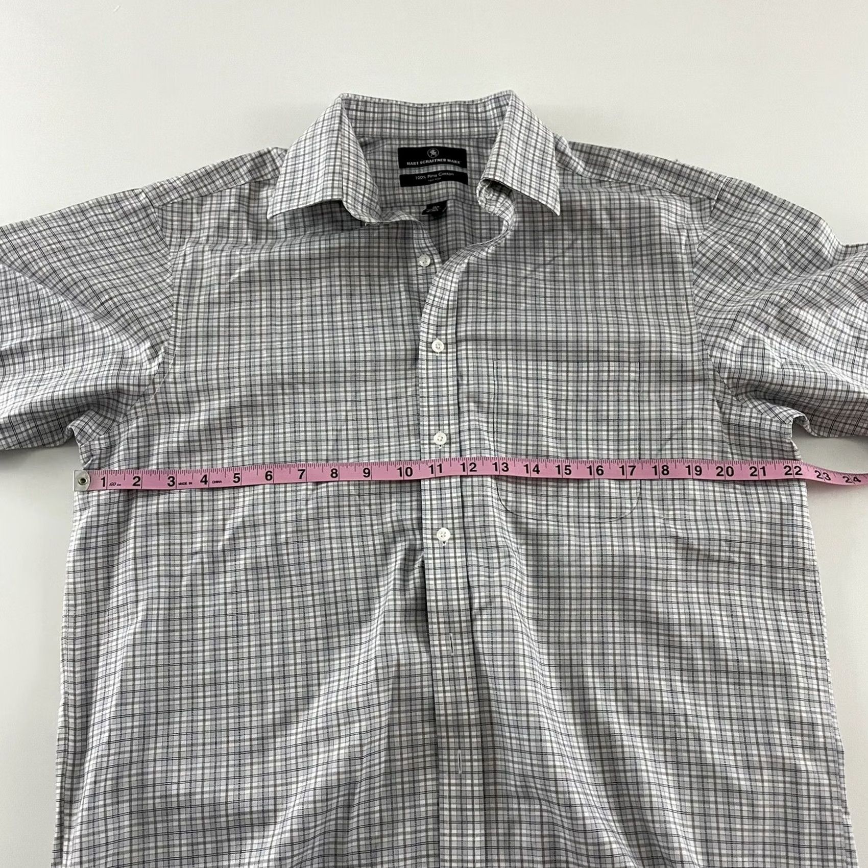 Hart Schaffner Marx Hart Schaffner Marx Plaid Long Sleeve Shirt Mens 16.5 Gray Dress Shirt Size US XL / EU 56 / 4 - 3 Thumbnail