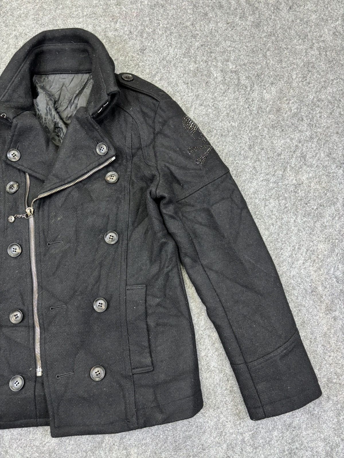 Roen 💥Archival💥Roen Double Breast Skull Wool Peacot F981 Size US S / EU 44-46 / 1 - 3 Thumbnail