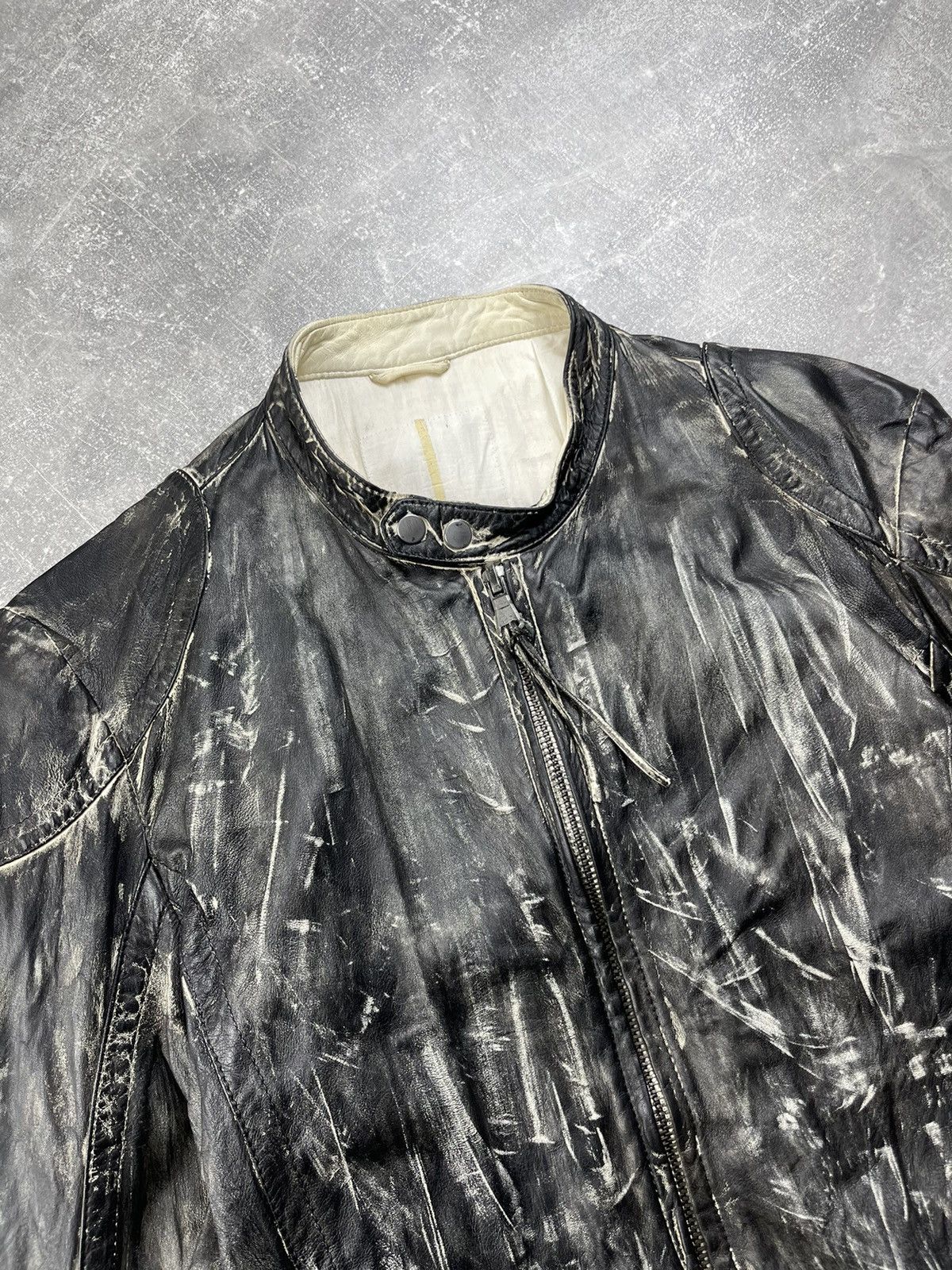 Vintage Archive Black/White Leather Faded Biker Jacket