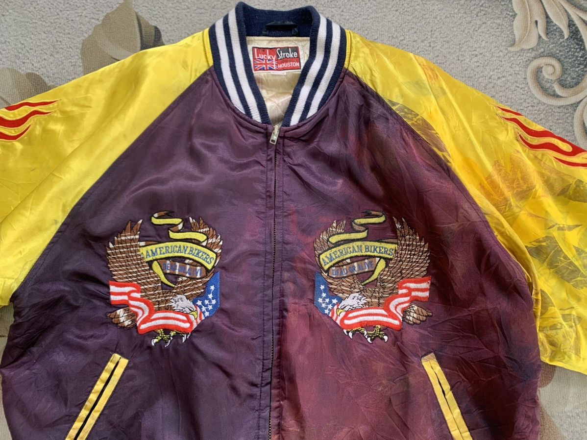 Lucky Brand × Vintage Lucky Stroke Houston American Bikers Sukajan Jacket Size US M / EU 48-50 / 2 - 7 Thumbnail