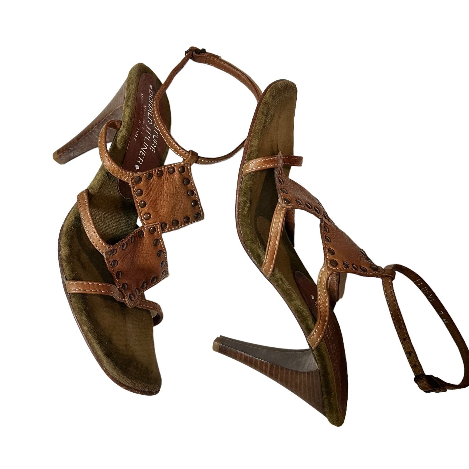 Donald Pliner Donald Pliner Devi Brown Leather 4” Heel Sandals Italy SZ 7 Size US 7 / IT 37 - 2 Thumbnail