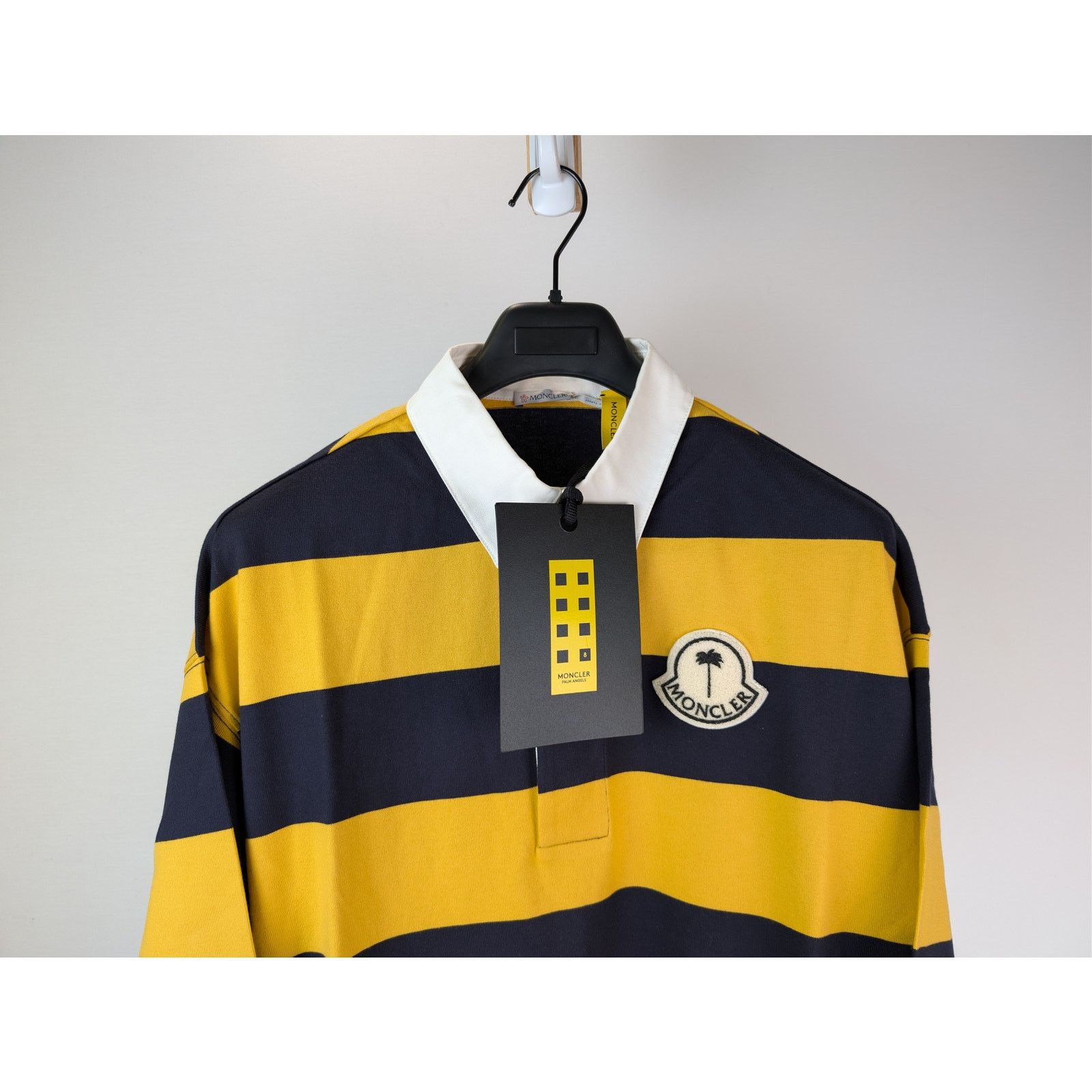 Moncler × Palm Angels o1rshd1 Striped Cotton Polo Shirt in Yellow / Blue Size US L / EU 52-54 / 3 - 3 Thumbnail