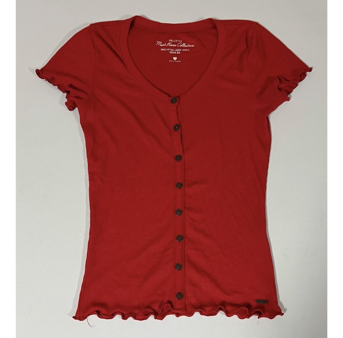 Hollister Hollister Red Button-Up Short Sleeve Shirt Top Blouse XS ❤️✨ Size XS / US 0-2 / IT 36-38 - 2 Thumbnail
