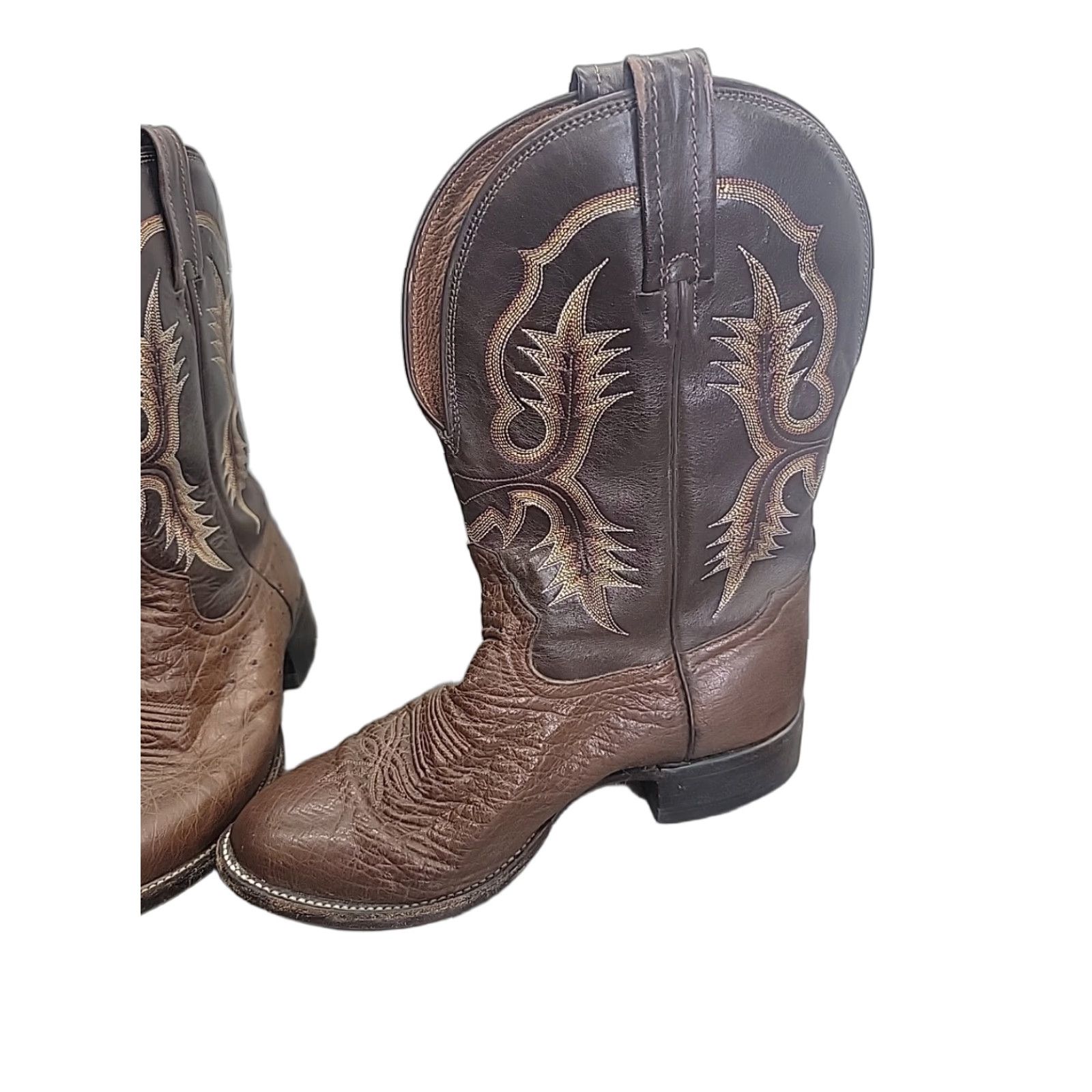 Tony Lama VINTAGE Tony Lama Cowboy Boots Mens 8.5 D CB2676 Brown Leather Western Made In U.S.A Mens Size US 9 / EU 42 - 1 Thumbnail