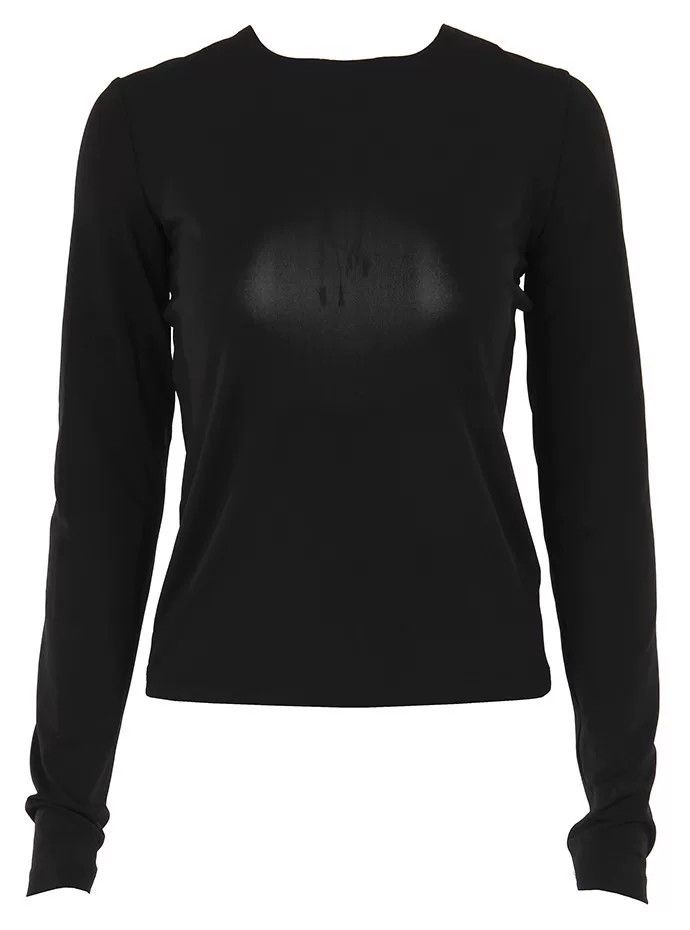 Black Open-Back Long Sleeve Top