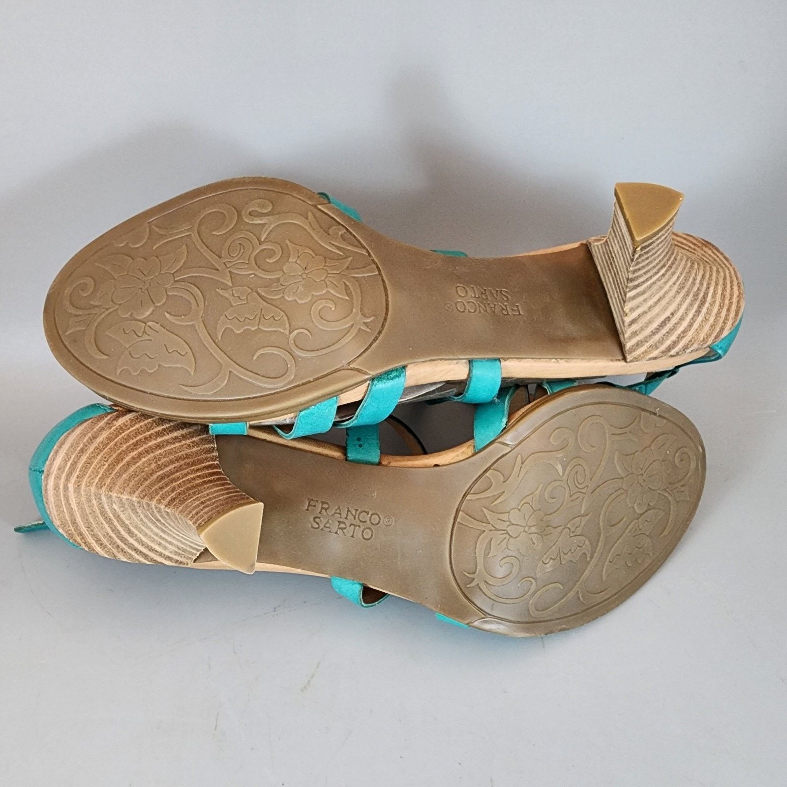 Franco Sarto Franco Sarto Leather Strappy Sandals 9.5M Turquoise 3" Heel Size US 9.5 / IT 39.5 - 7 Thumbnail