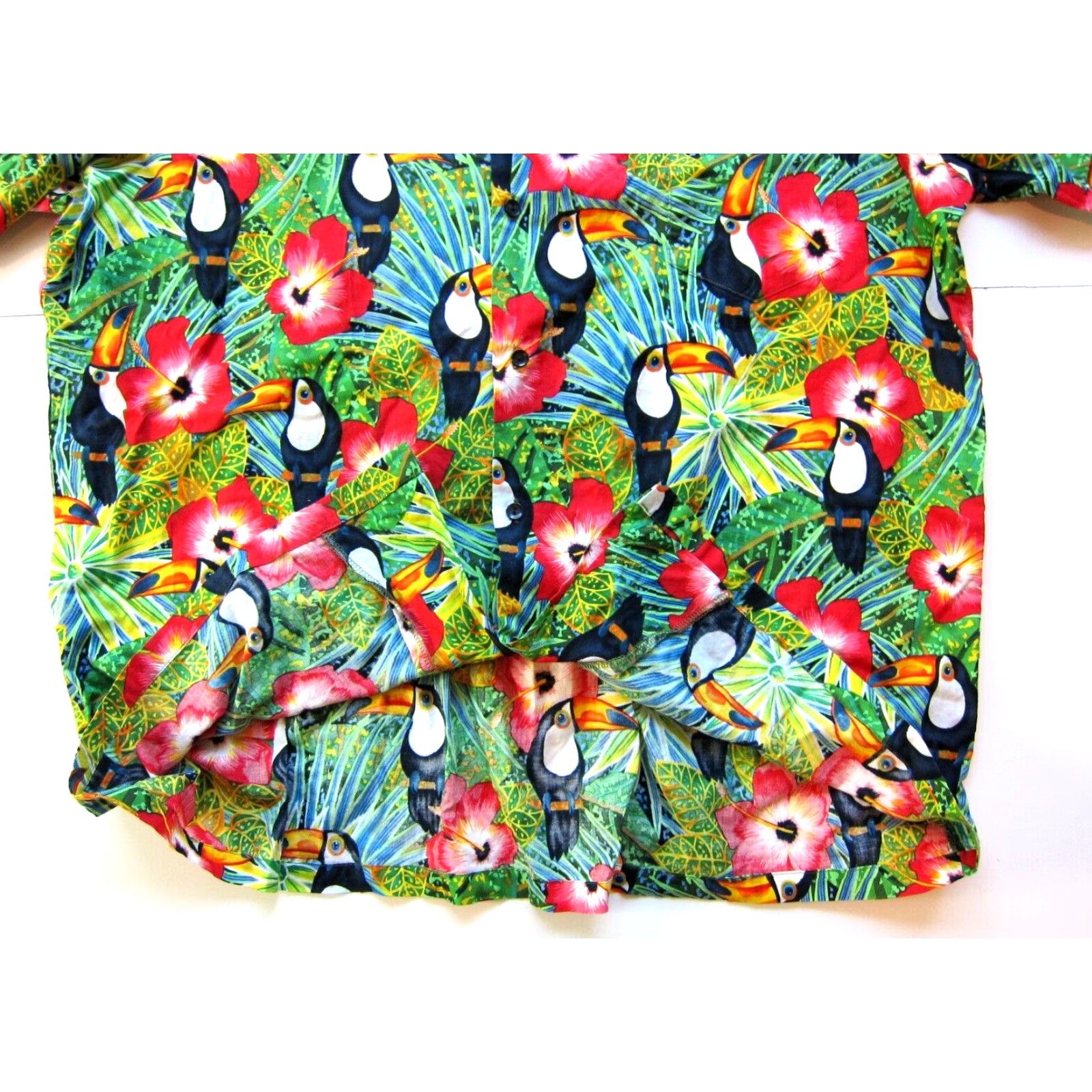 Vintage Vtg Seawind Shirt 3X Hawaiian Short Sleeve Cotton Red Green Floral Toucan Bird Mens Size US XXL / EU 58 / 5 - 4 Thumbnail