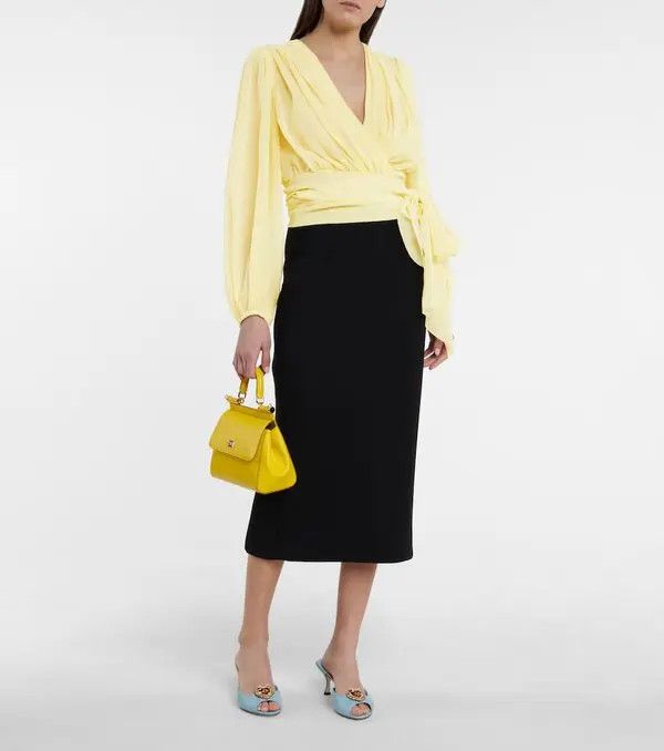 Dolce & Gabbana o1y0925 Silk Top Blouse in Pastel Yellow Size XL / US 12-14 / IT 48-50 - 4 Thumbnail