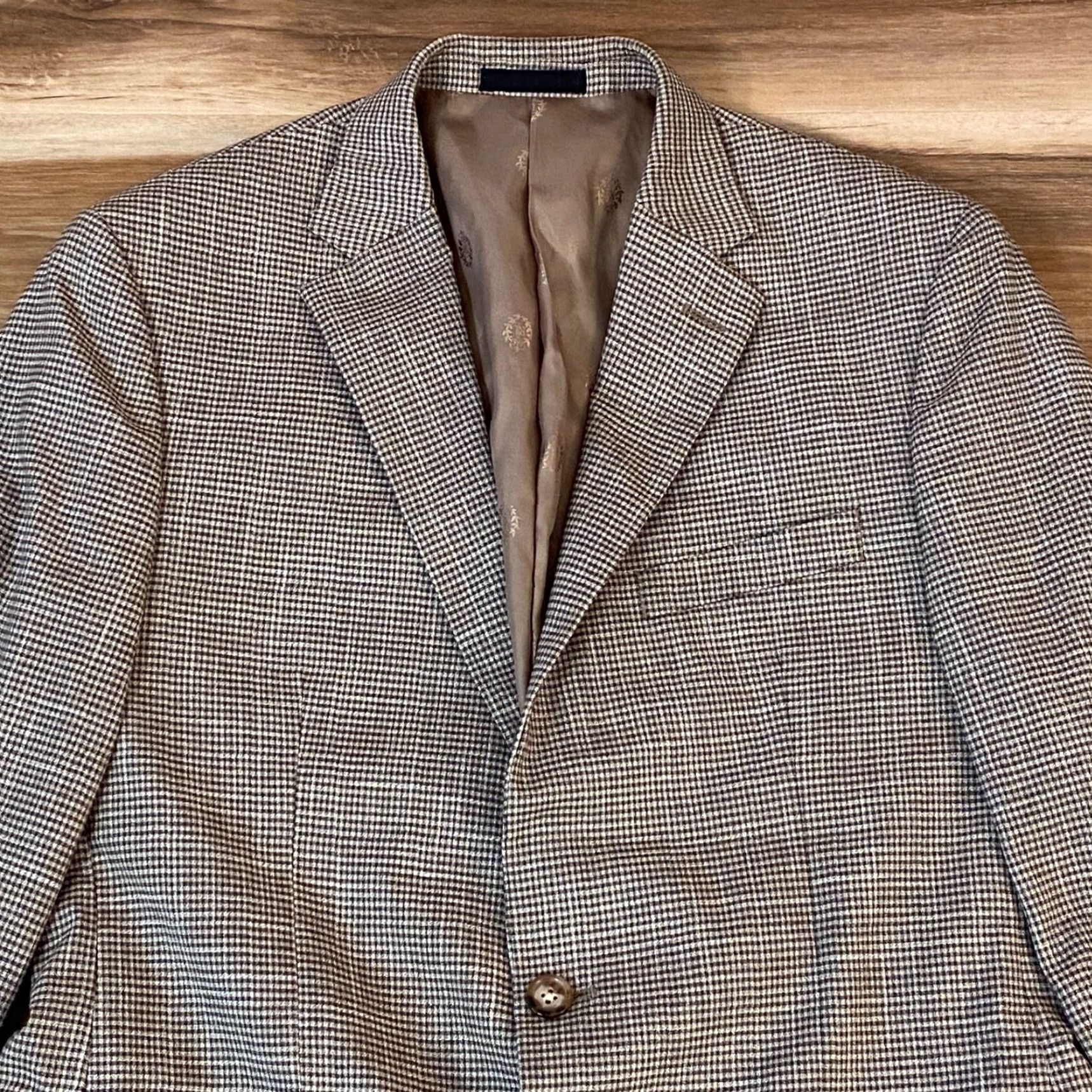Ralph Lauren Lauren Ralph Lauren Blazer Mens 38R Brown Plaid 2 Button Sport Jacket Stretch Size 38R - 2 Thumbnail