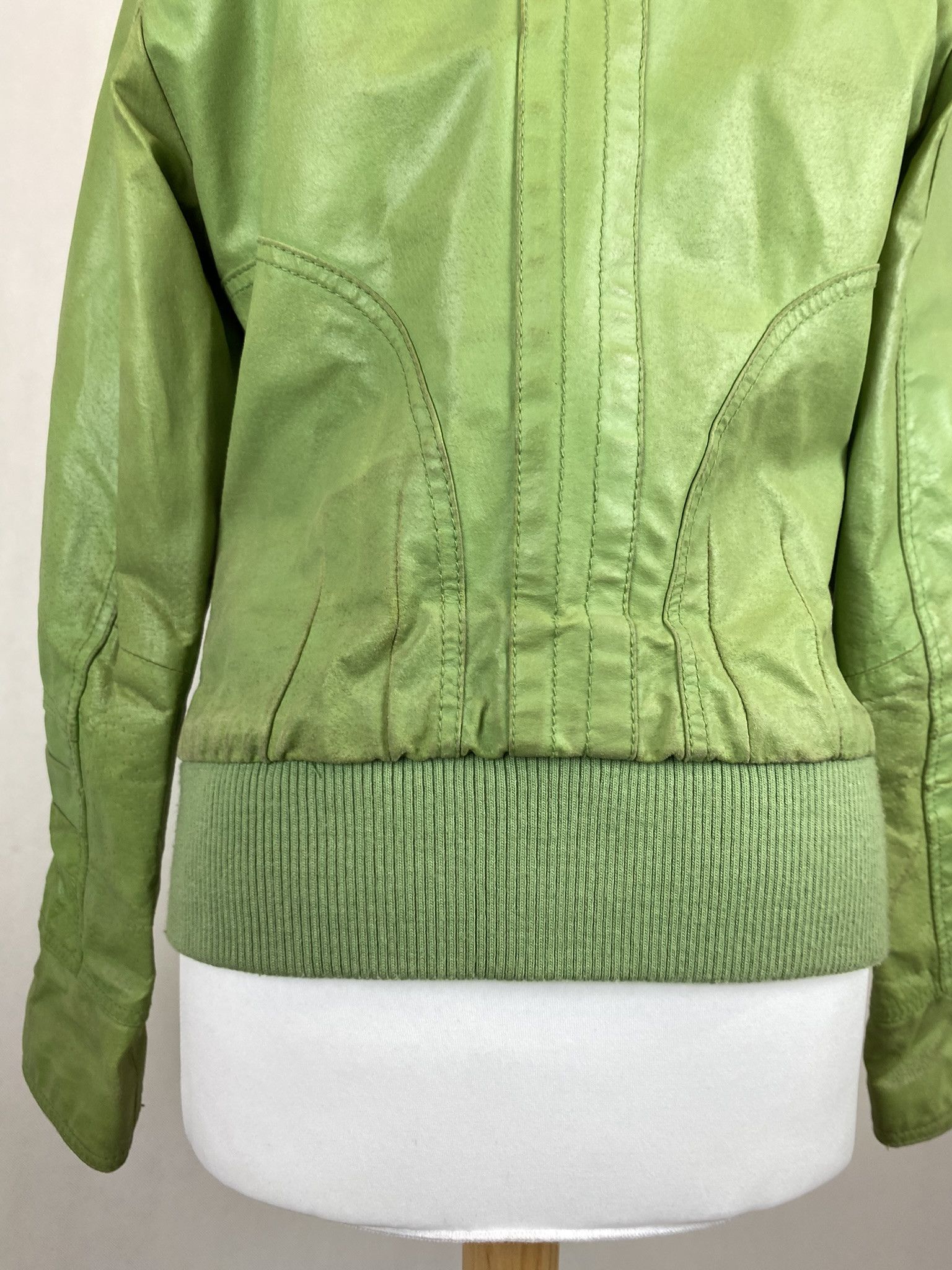Genuine Leather × Members Only real leather jacket green lemon big collar avant garde Size M / US 6-8 / IT 42-44 - 8 Thumbnail