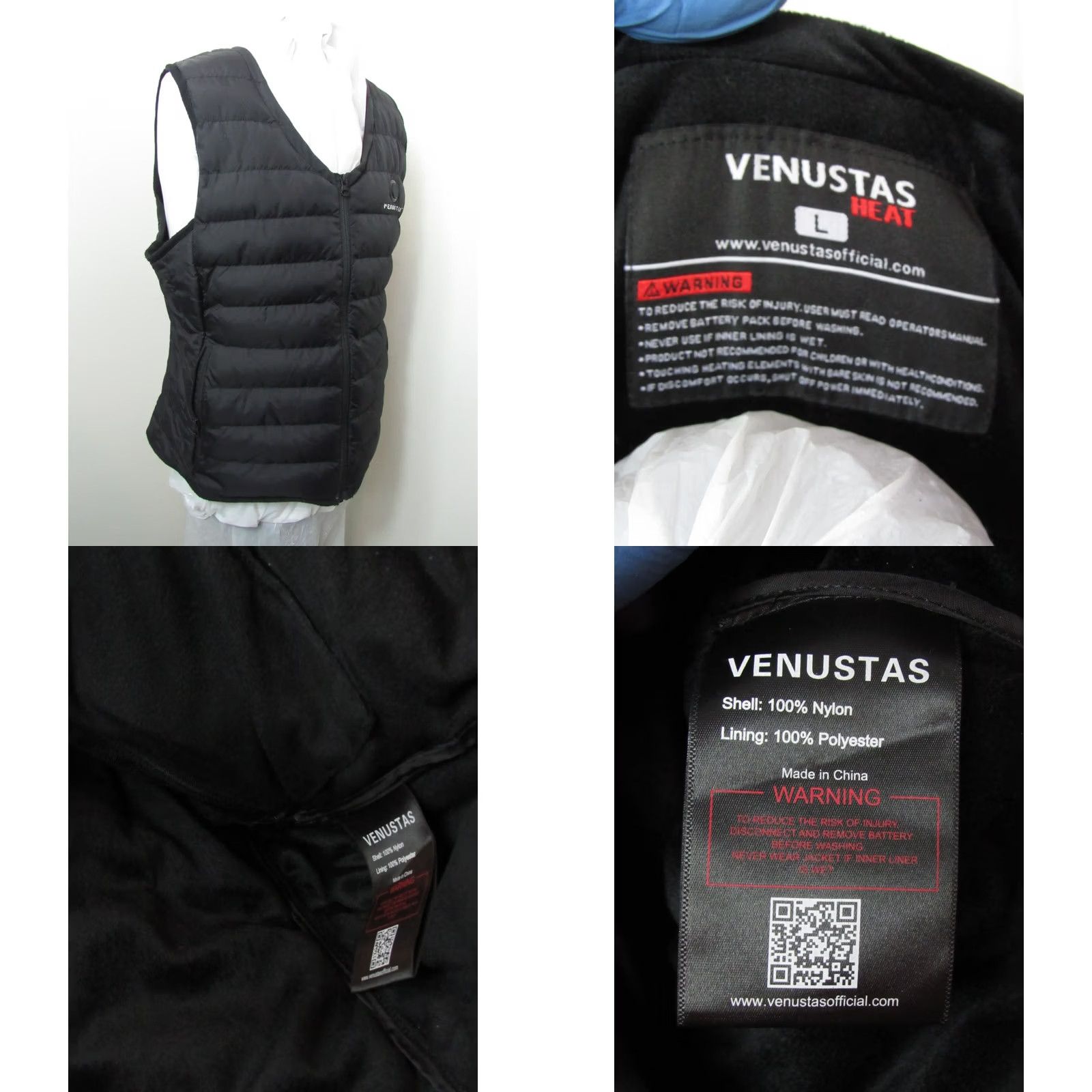 Vintage Ororo Heated Puffer Vest Womens Large Black Size L / US 10 / IT 46 - 8 Thumbnail