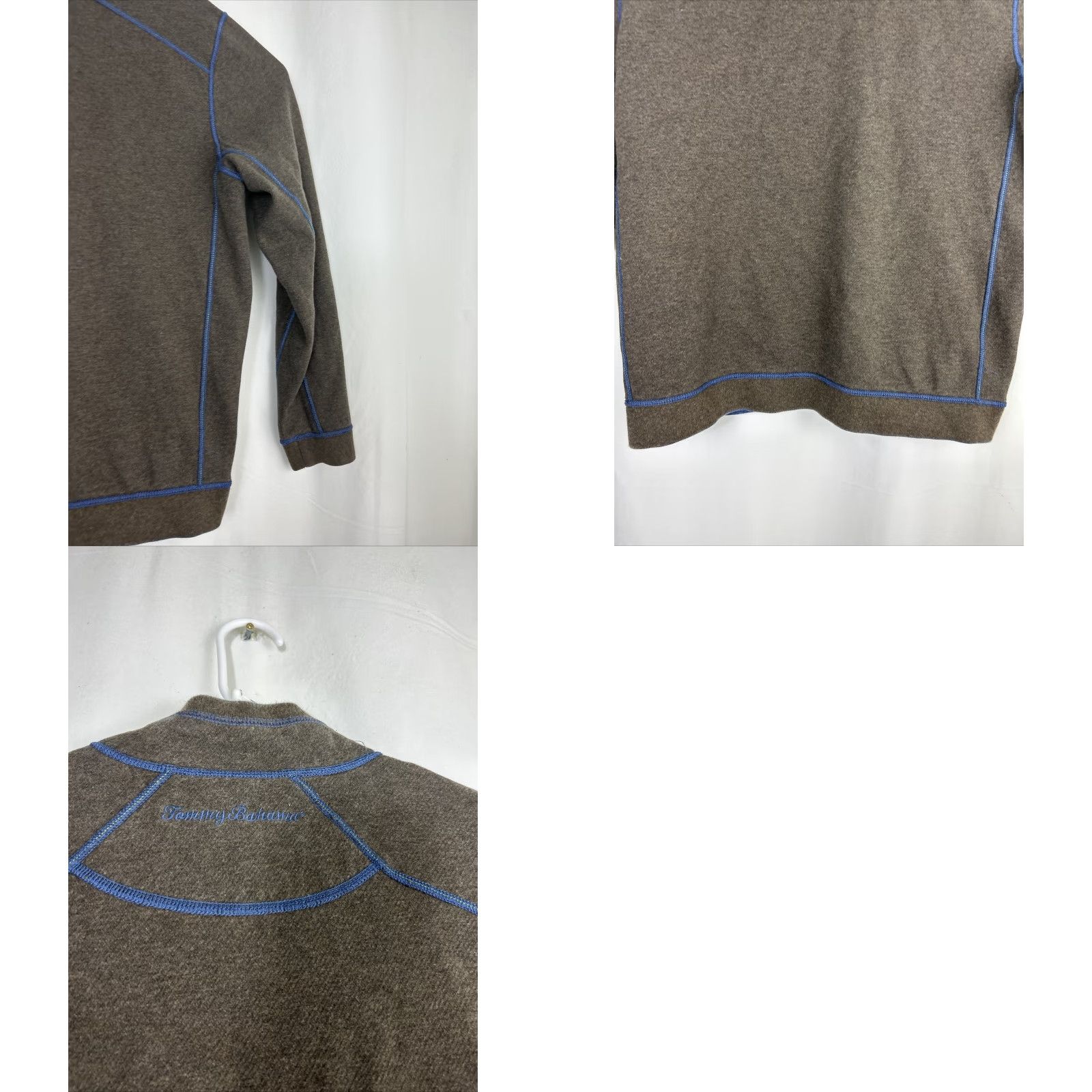 Tommy Bahama VINTAGE Tommy Bahama Mens XL Navy Blue Brown Reversible 1/4 Zip Pullover Sweater Size US XL / EU 56 / 4 - 11 Thumbnail