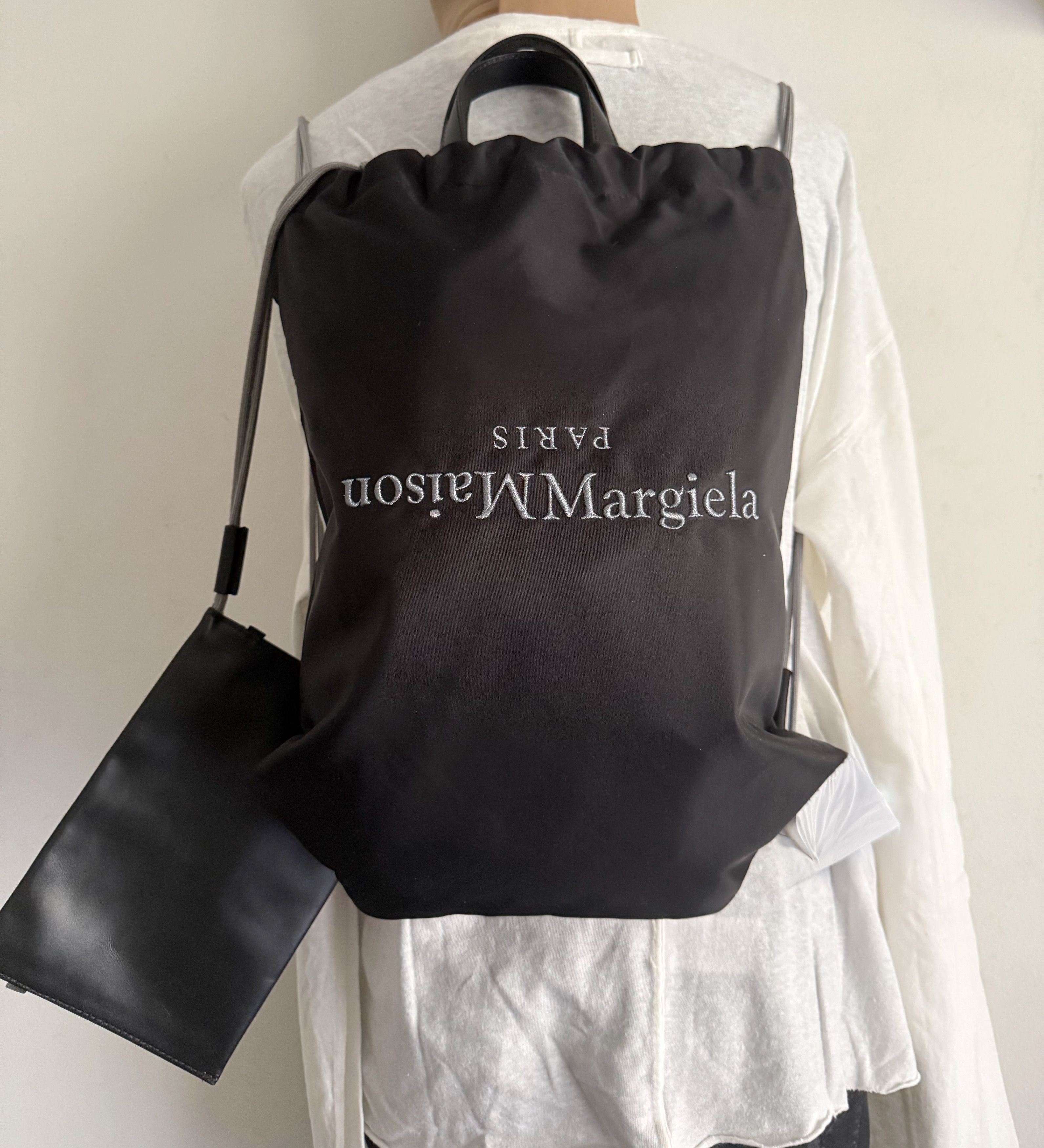 Maison Margiela Embroidered Logo Drawstring Backpack Size ONE SIZE - 3 Thumbnail