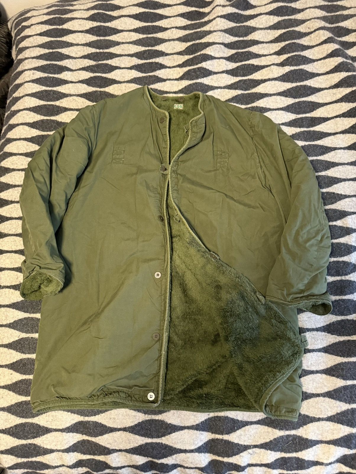 Vintage Swedish fleece lined green parka liner 80s Size US XL / EU 56 / 4 - 1 Thumbnail