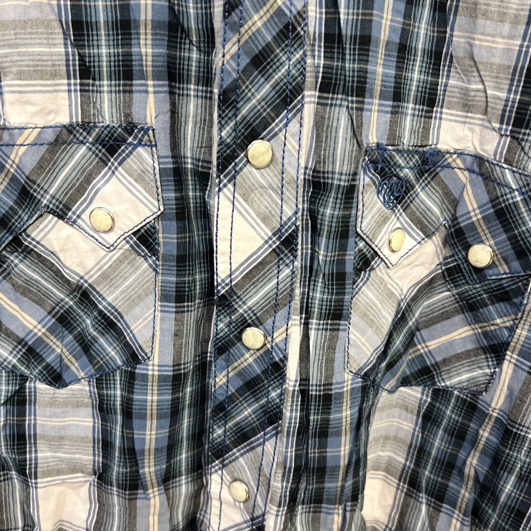 Wrangler Wrangler Shirt Men's Large Blue Plaid Long Sleeve Pearl Snap Button-Up Casual Workwear Size US L / EU 52-54 / 3 - 3 Thumbnail