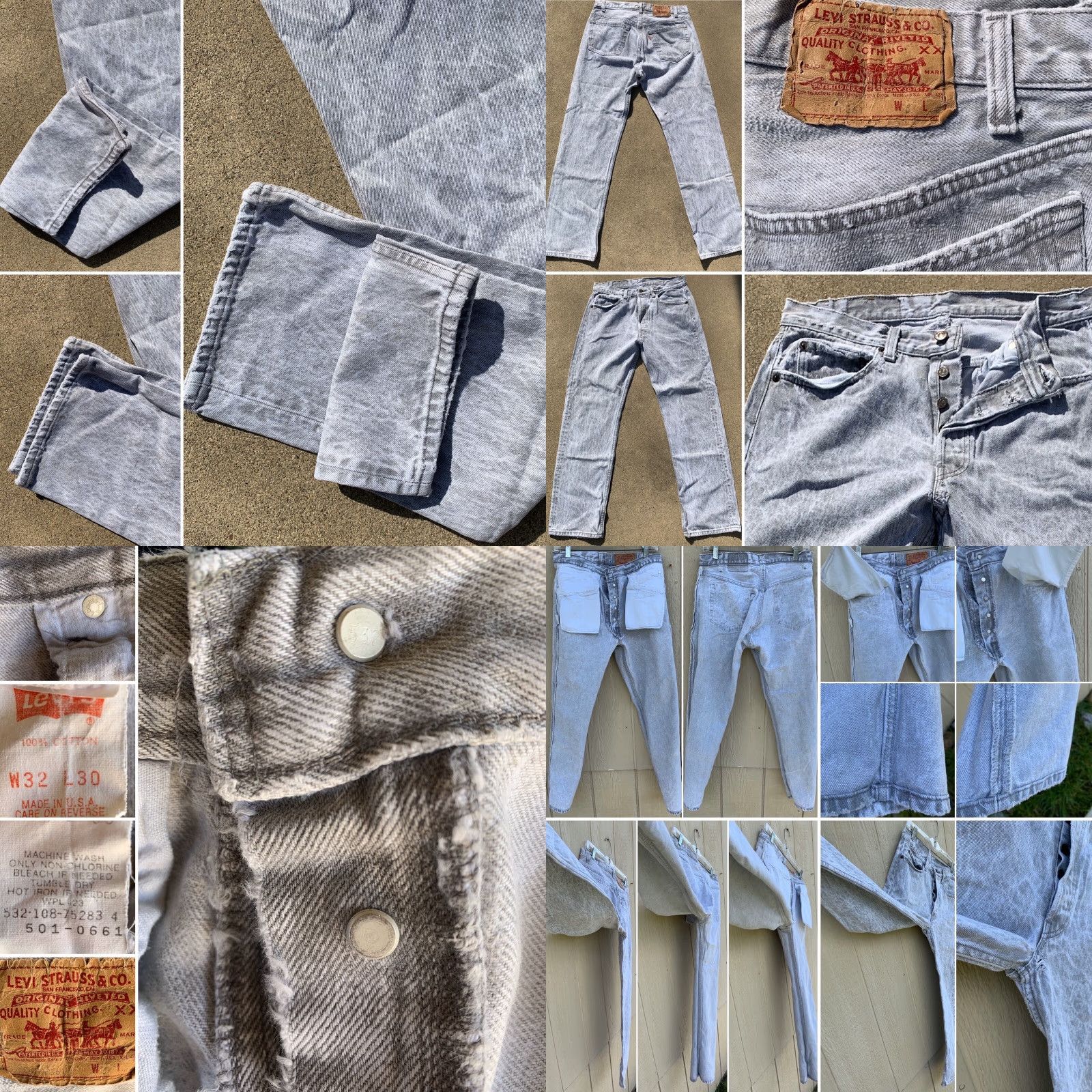 Vintage VINTAGE Levi’s Button Fly 501 Jeans Gray Acid Wash 32 30 31.5 in Waist Denim USA 1980s Mens Womens Boys Girls Size US 30 / EU 46 - 8 Thumbnail