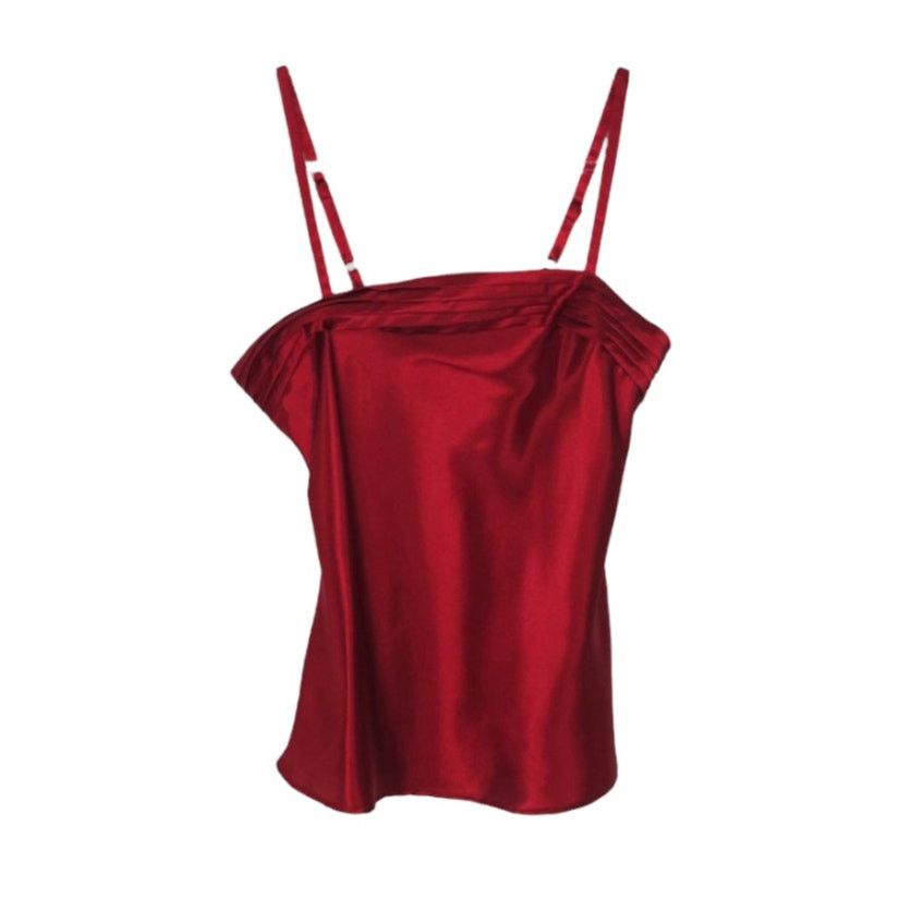 Vintage Y2k Cato Red Satin Cami Top Small Spaghetti Strap Camisole Size S / US 4 / IT 40 - 2 Thumbnail