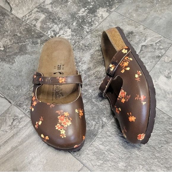 Birkenstock Birkenstock Birki's Maria Brown Autumn Floral Clogs HTF RARE Size US 5 / IT 35 - 1 Thumbnail