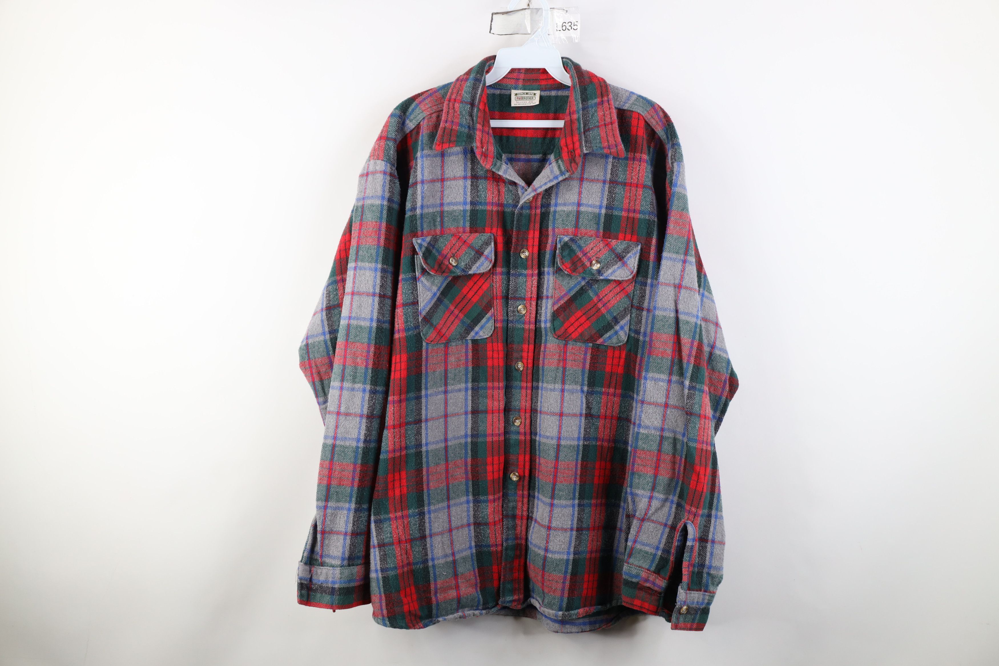 FiveBrother Vintage 90s Five Brother Heavyweight Button Shirt Plaid USA Size US XXL / EU 58 / 5 - 1 Thumbnail