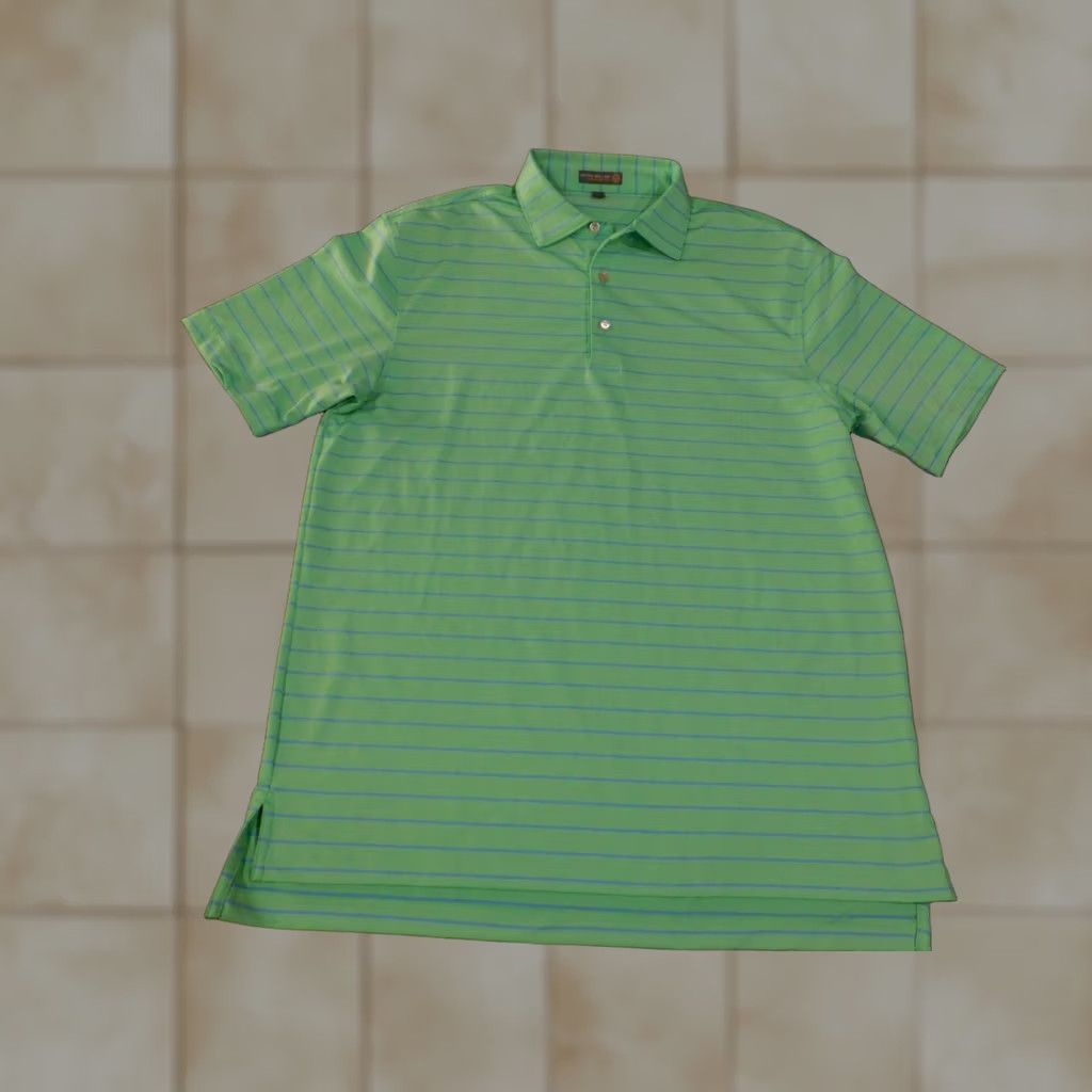 Peter Millar Peter Millar Polo Summer Comfort Green Striped Golf Knit Short Sleeve Mens L Classic Regular Size US L / EU 52-54 / 3 - 1 Thumbnail