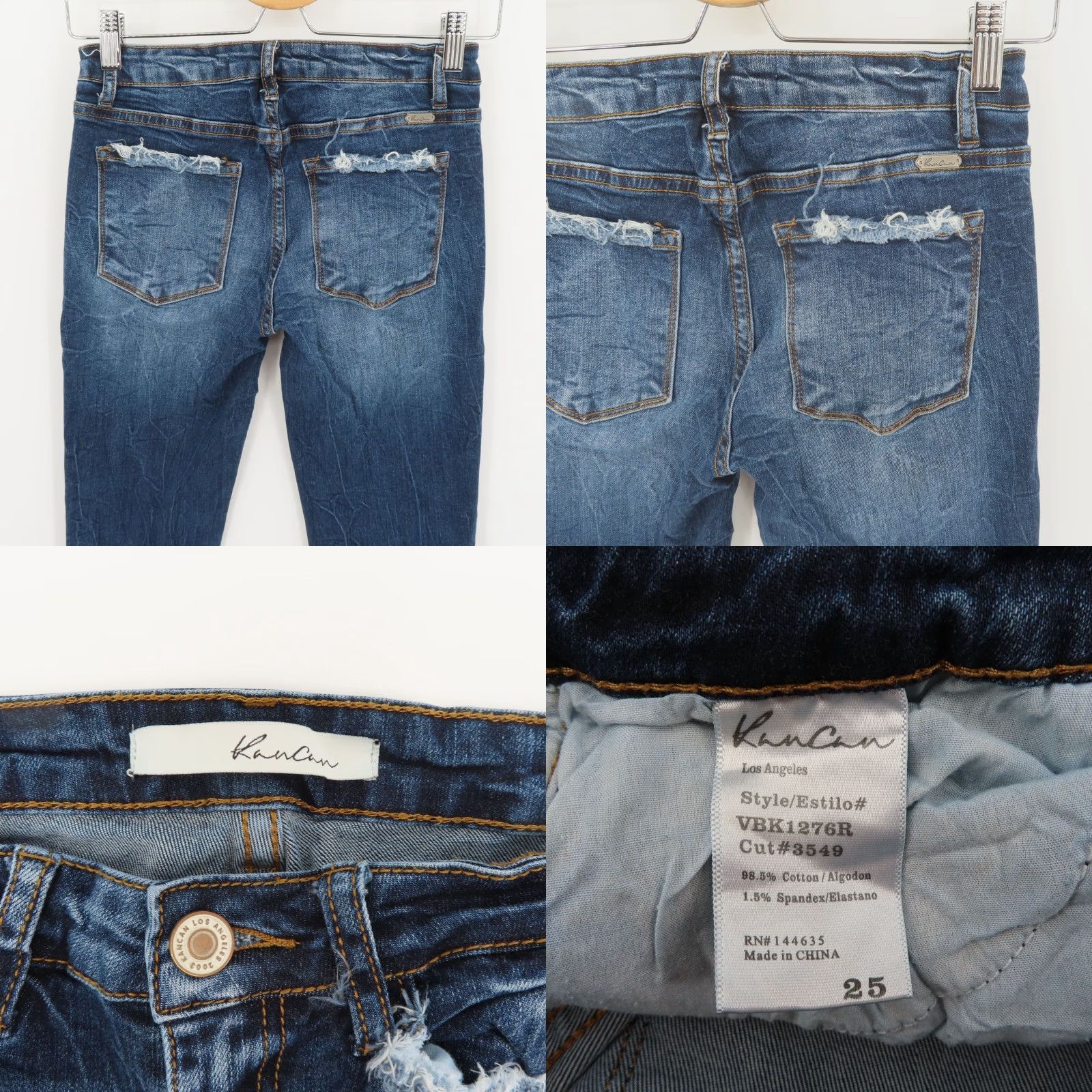 Vintage KanCan Womens Jeans 25 Amelia Wash Mid Rise Skinny Stretch Distressed VBK1276A Size 42" / US 20 - 8 Thumbnail
