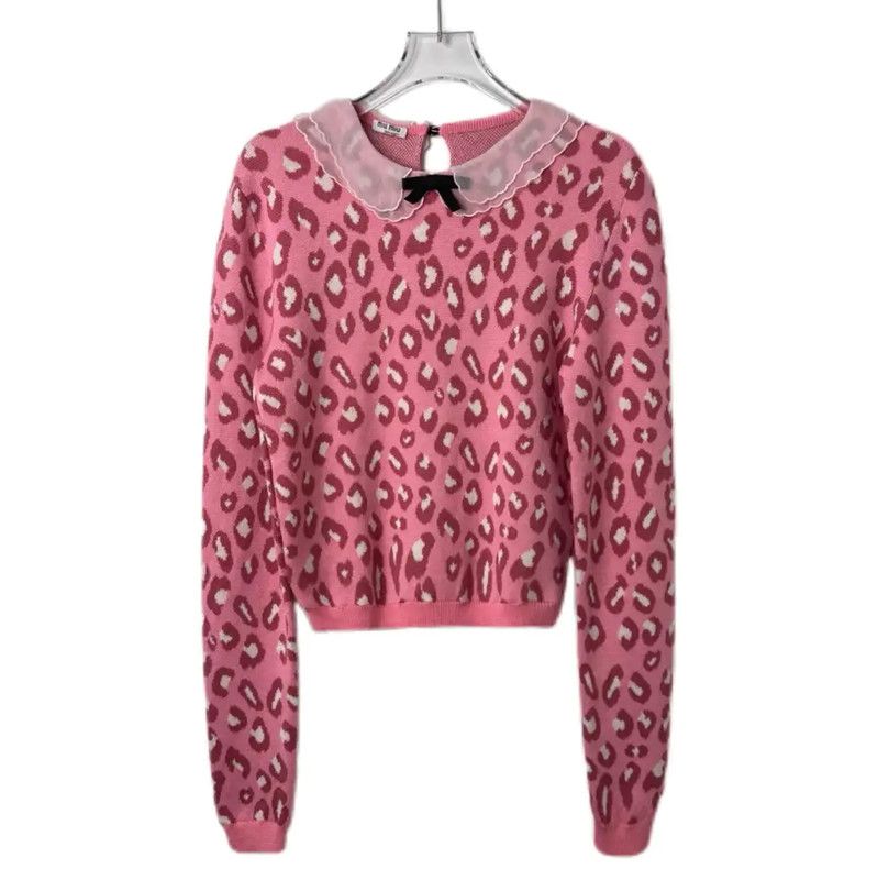 Miu Miu Miu Miu Pink Leopard Print Sweater 0089 Size L / US 10 / IT 46 - 1 Thumbnail