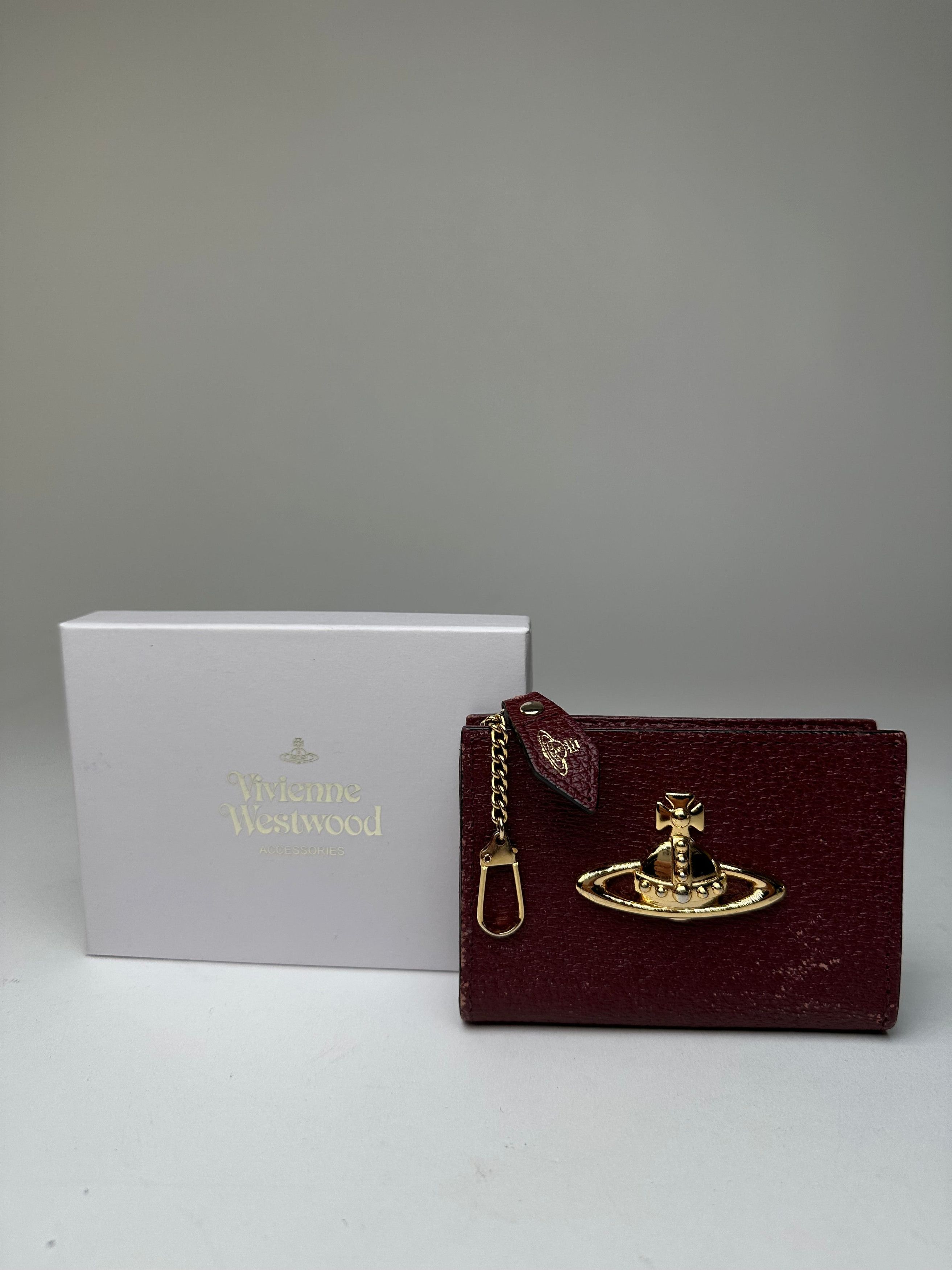 Vintage Orb Saffiano Leather Wallet Burgundy