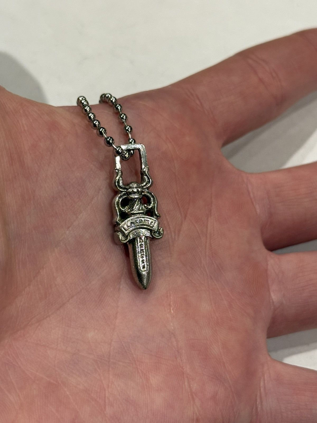 Chrome Hearts Chrome Hearts Rhodium Dagger Pendant Ball Chain Necklace Size ONE SIZE - 4 Thumbnail