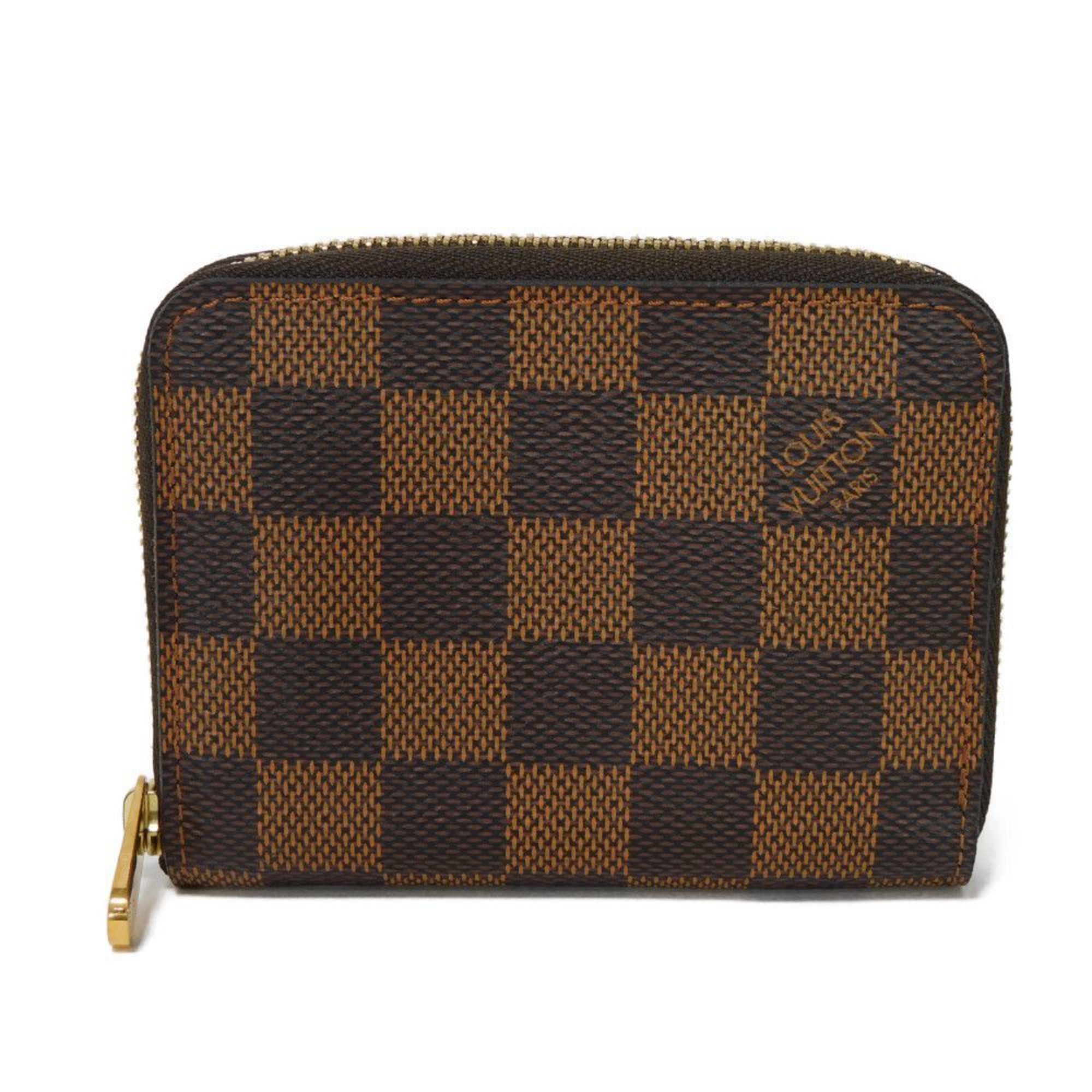 Louis Vuitton Coin Case Zipper Purse Round Wallet Brown Checkered Damier Ebene N63070 Men's Women's