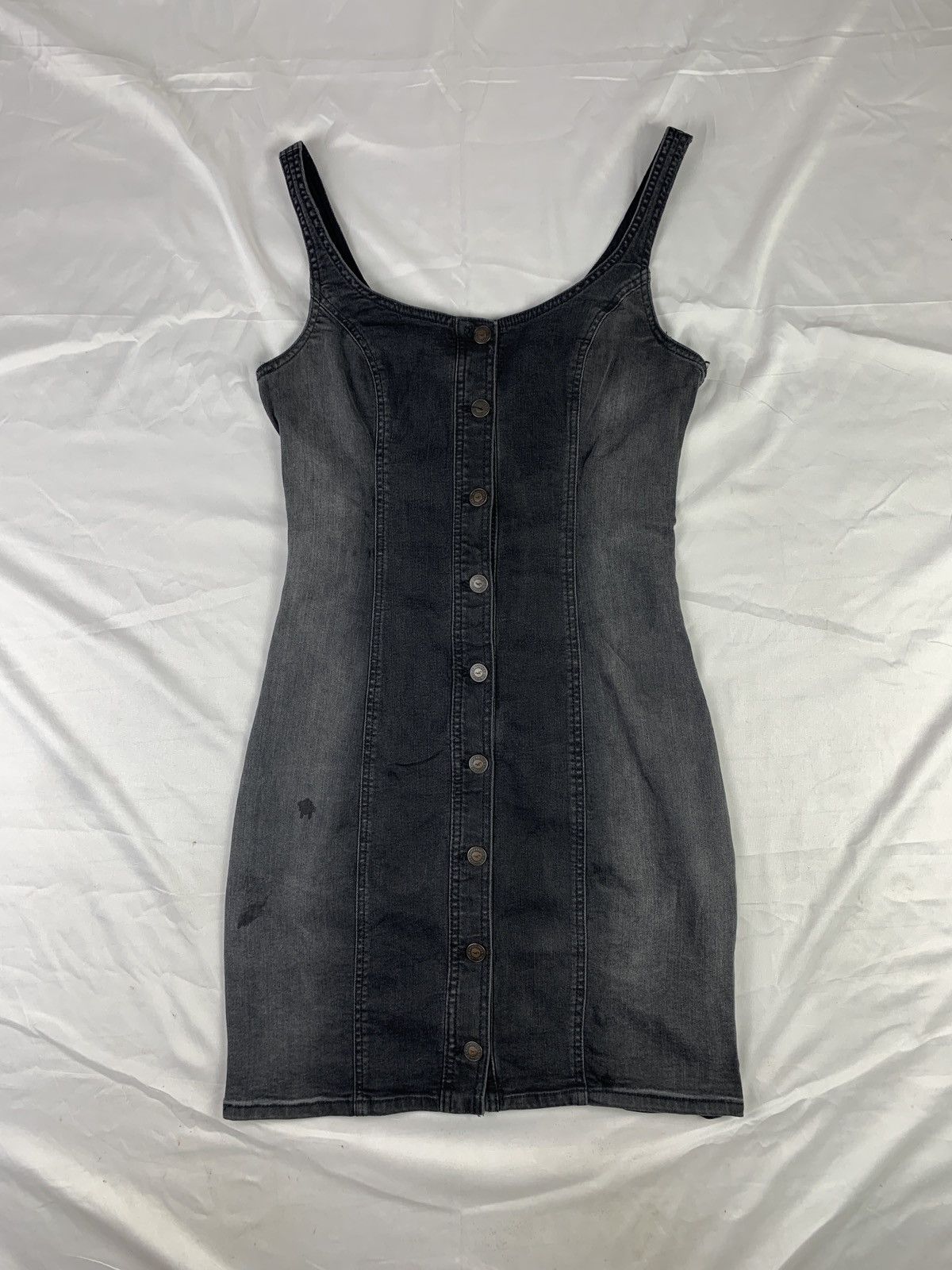 Hollister Hollister US Gray Washed Stretchy Jeans Button up Mini Dress Size L / US 10 / IT 46 - 1 Thumbnail