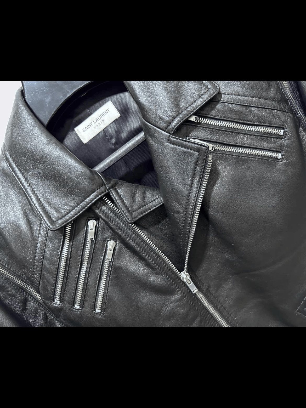 Saint Laurent Paris Sz 46 Saint Laurent Paris by Hedi 15AW Runway Leather Jacke Size US S / EU 44-46 / 1 - 3 Thumbnail