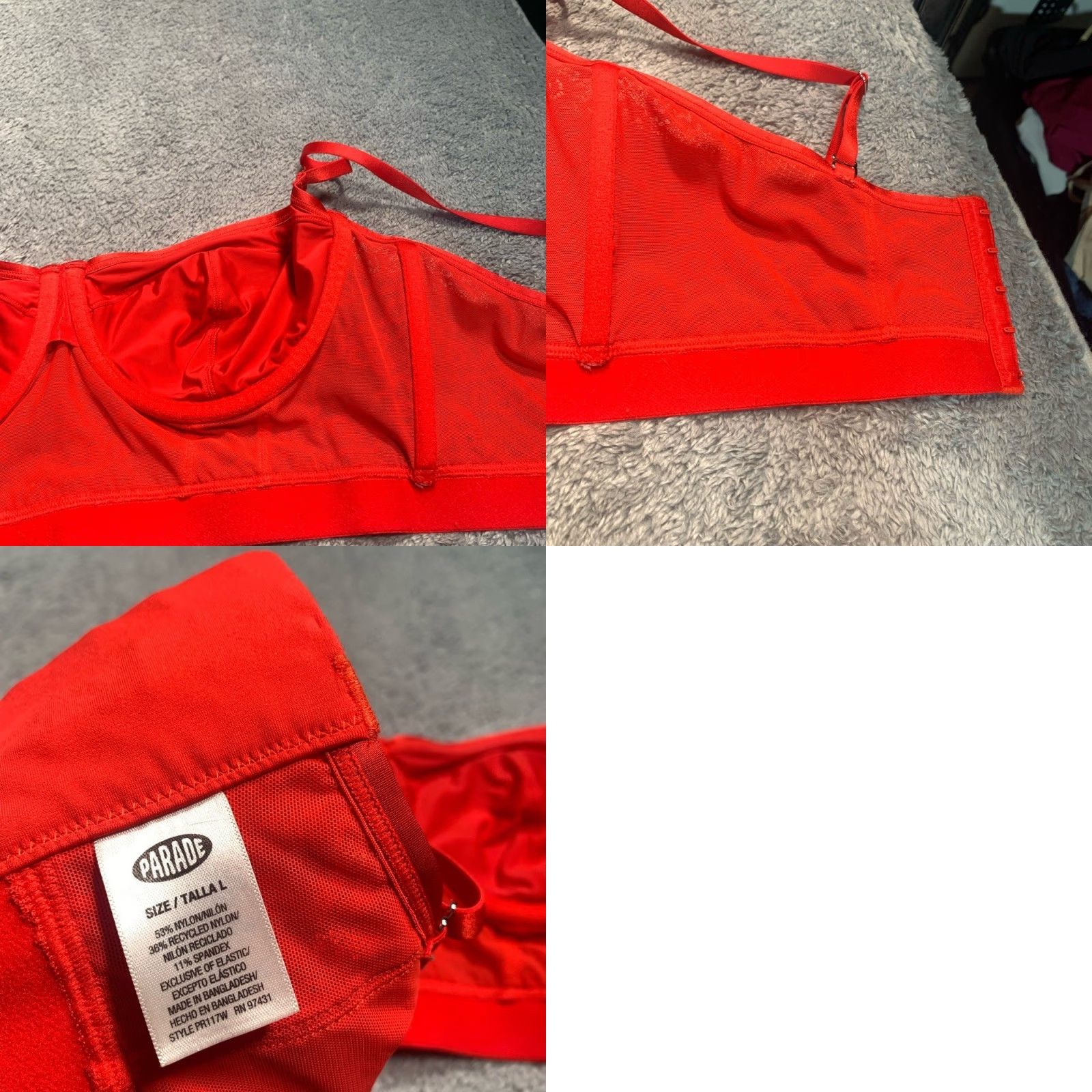 Vintage Parade Bralette Bra Red L Parade Red Underwire Lace Large Women Bralette L Red Size ONE SIZE - 8 Thumbnail