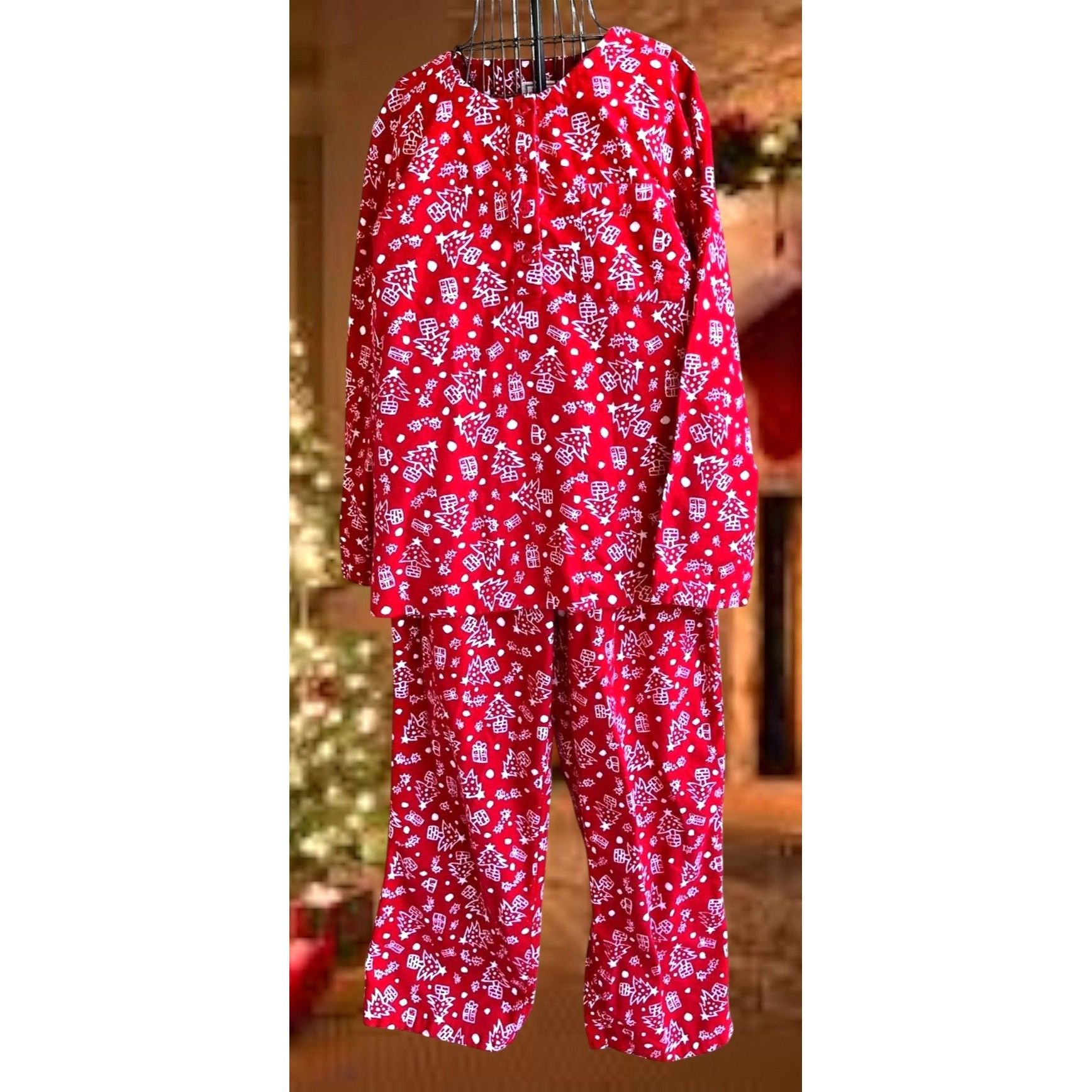 Other Vintage Jennifer Moore Christmas Pajamas Large Red 2 piece F Size 30" / US 8 / IT 44 - 4 Thumbnail
