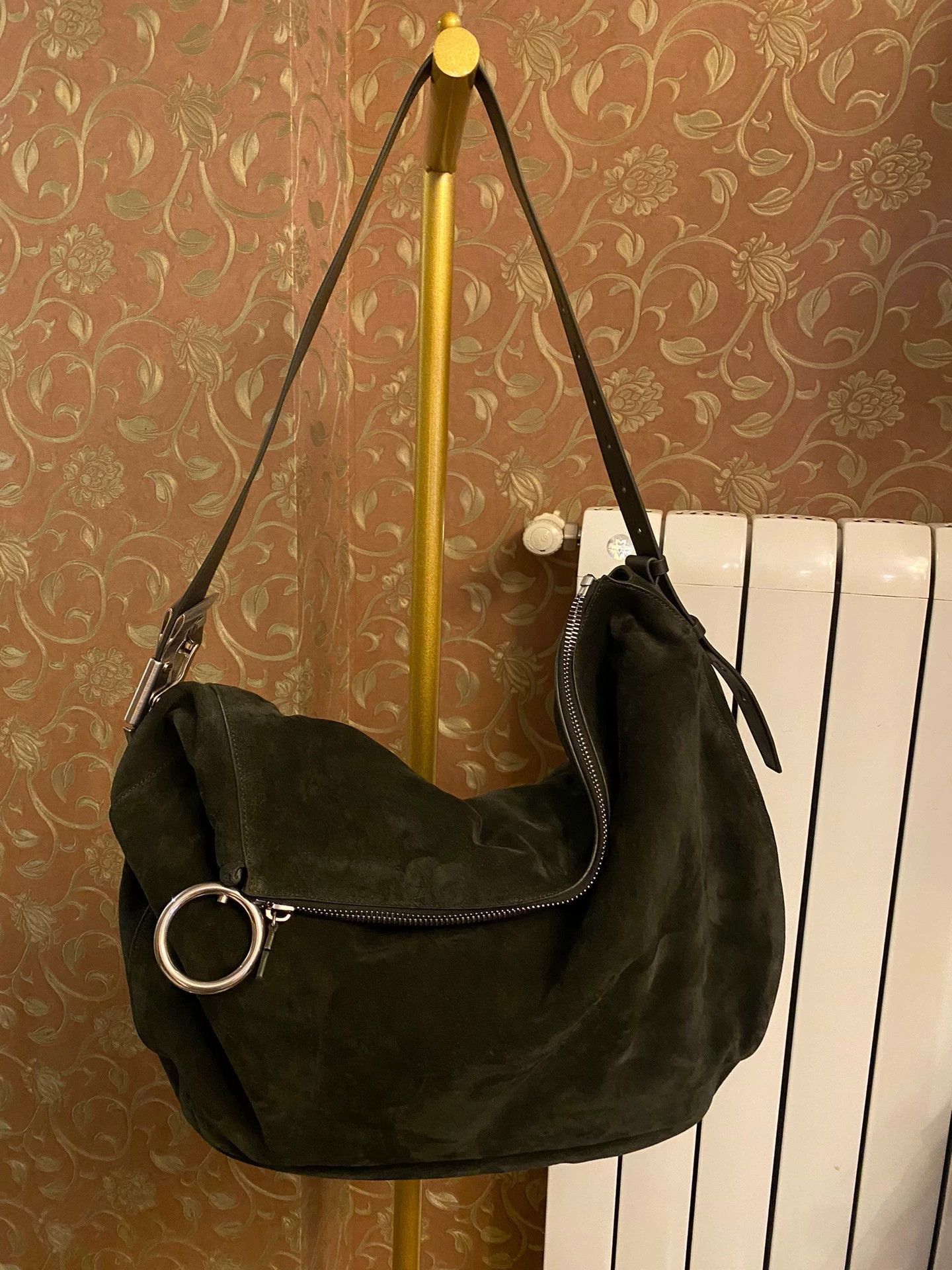 Burberry Red Suede Shoulder Bag with Zip Closure Size ONE SIZE - 1 Thumbnail