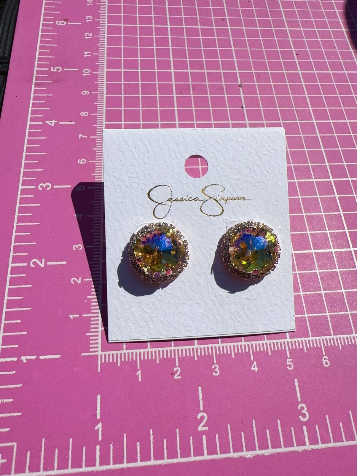 Designer Jessica Simpson gold tone colorful crystal stone reflective Size ONE SIZE - 7 Thumbnail