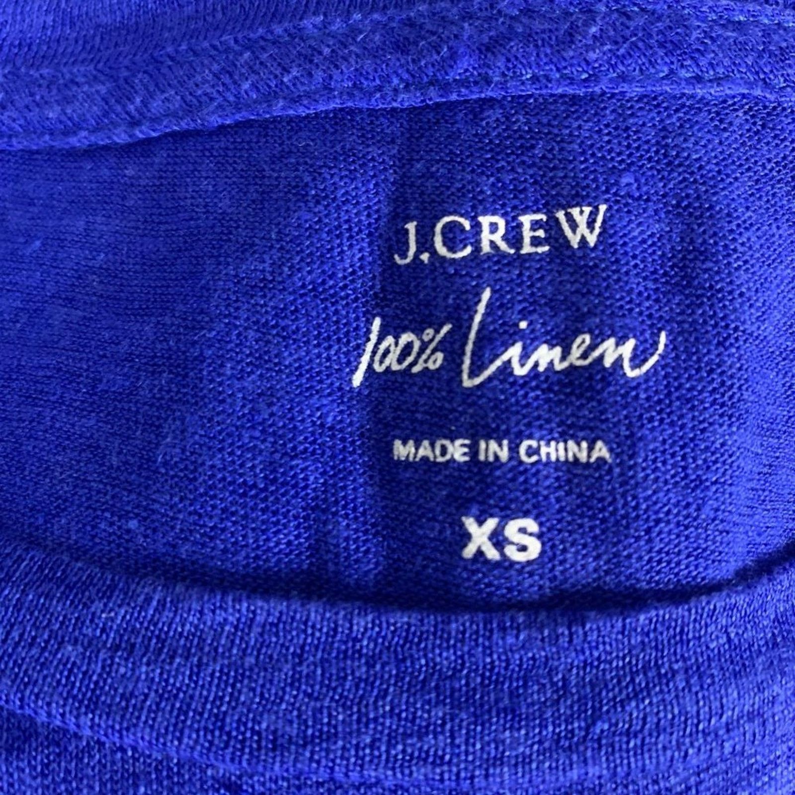 J.Crew J.Crew Summer Bold Blue Linen Relaxed Light T-Shirt XS Scoop Size XS / US 0-2 / IT 36-38 - 4 Thumbnail