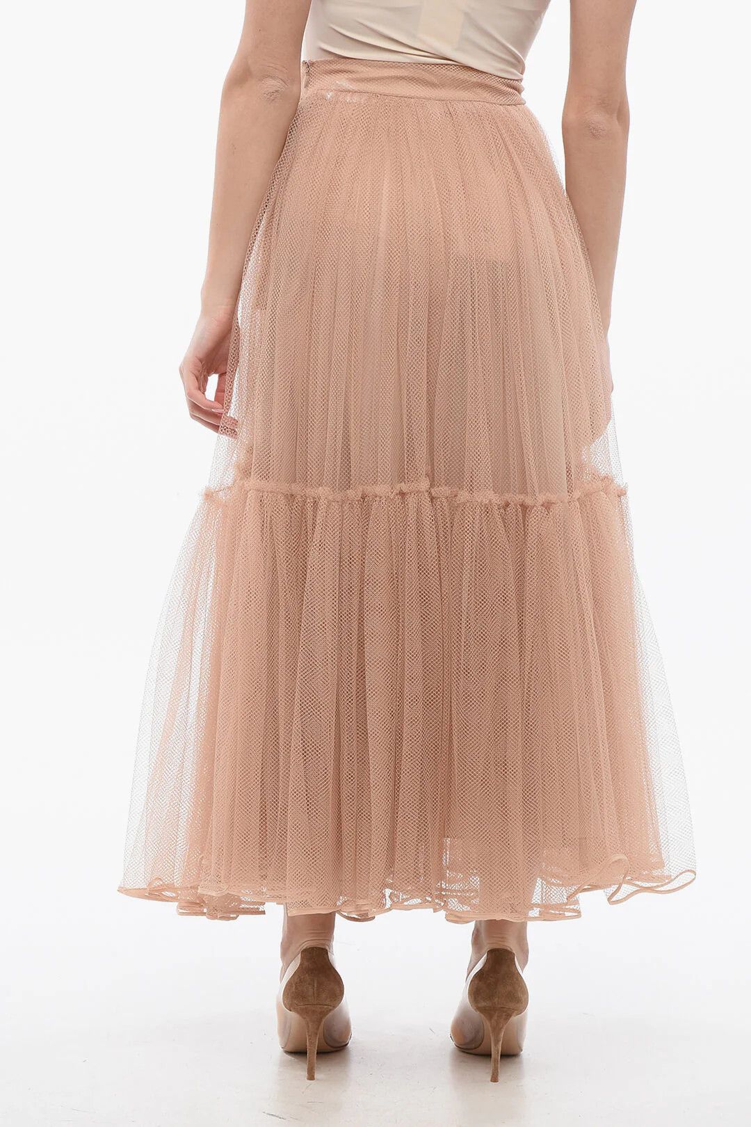 Dior o1mm0326 Long Mesh Circle Skirt in Pink Size 28" / US 6 / IT 42 - 2 Thumbnail
