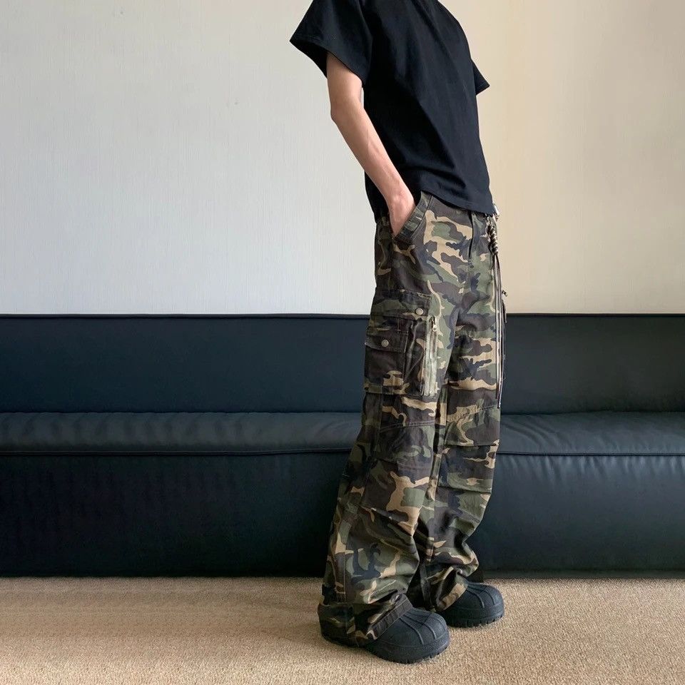 Japanese Brand × Vintage Cargo Pants Men Loose Casual Multi-pocket Baggy Elastic Size US 29 - 3 Thumbnail