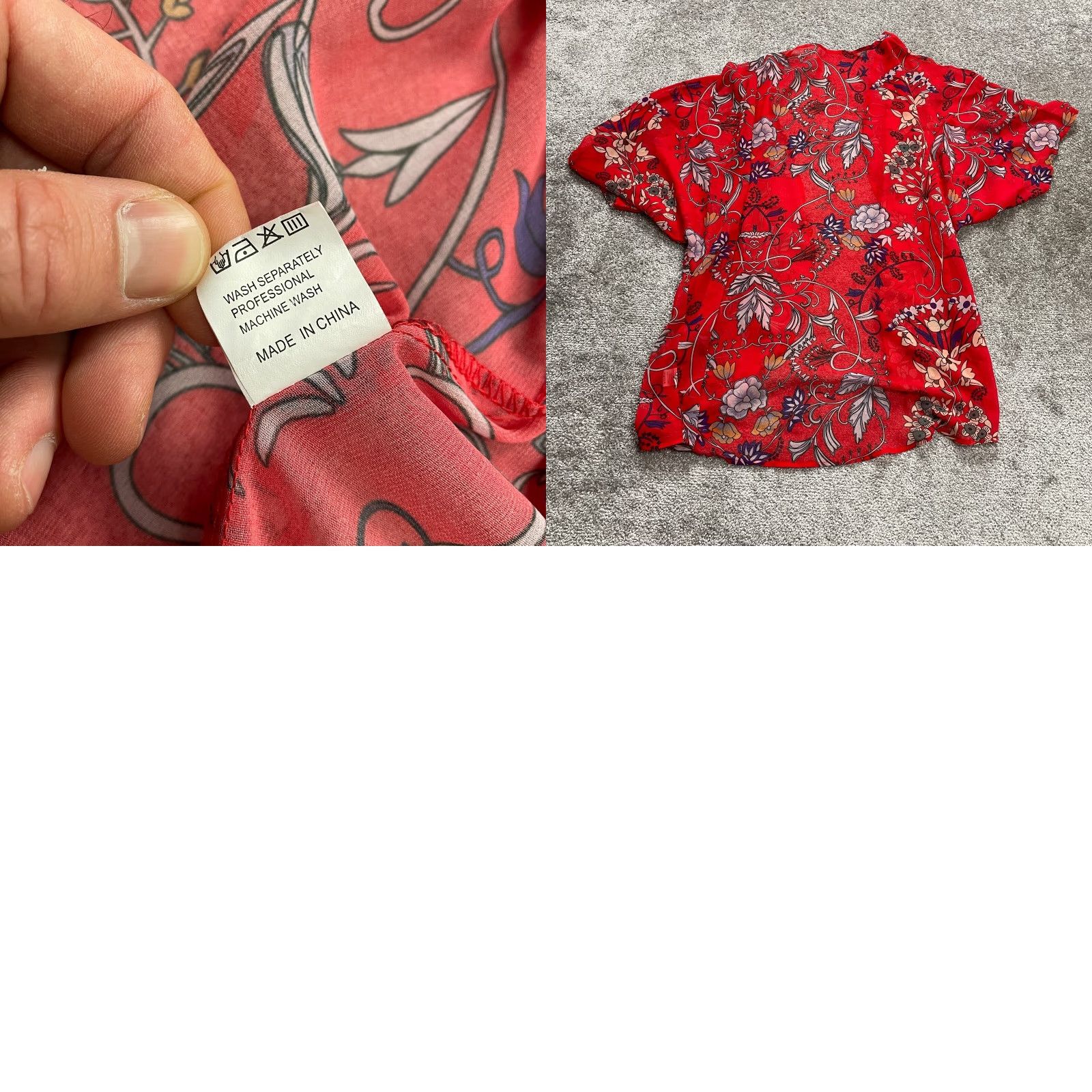 Vintage Unbranded Kimono Blouse Womens XL 3/4 Sleeve Floral Open Front Round Neck Knit Polyester Red Clothing Top Size XL / US 12-14 / IT 48-50 - 8 Thumbnail