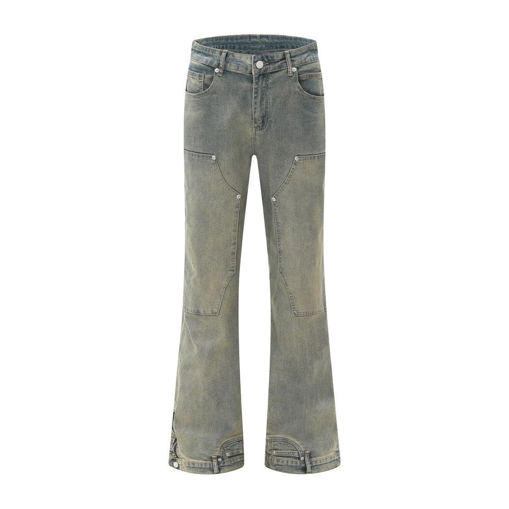 Vintage Men's hippie patchwork distressed washed flared jeans Size US 32 / EU 48 - 1 Thumbnail