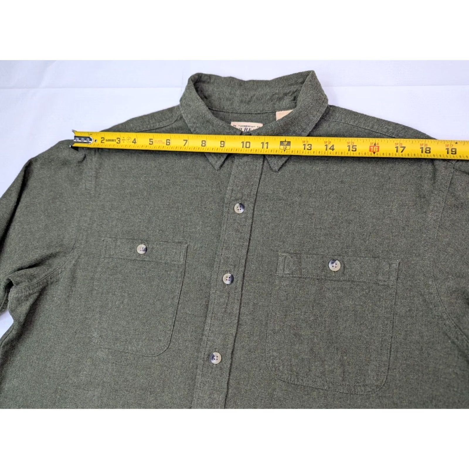 Olive RedHead Button-Up Shirt Flannel Olive Green Mens L Regular Modern 47 in Chest All Seasons Cotton Tie-Dye Pattern Colorful Preppy International Size US L / EU 52-54 / 3 - 7 Thumbnail
